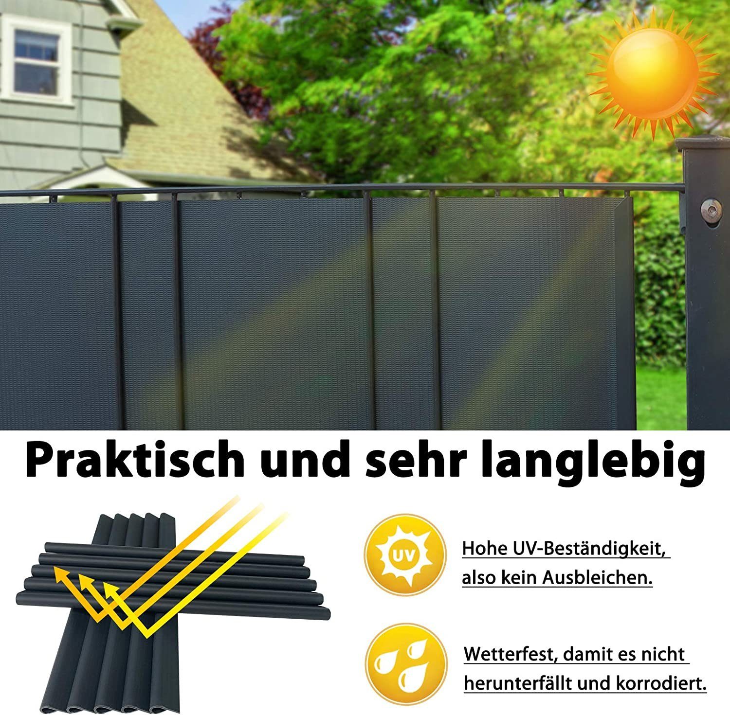 Transparent für 30/50x AUFUN PVC Leisten-Befestigungsclips clips, Sichtschutzstreifen (30-St),