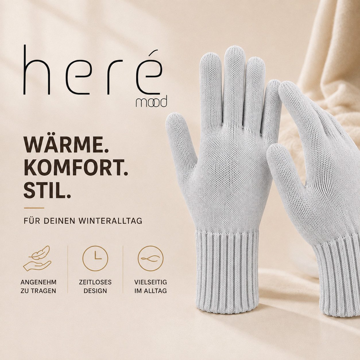 herémood Strickhandschuhe Handschuhe Winter für Damen Herren, Winterhandschuhe, Sport & Fahrrad vollständig bedeckte Finger, Testsiegel SEHR GUT (Note 1,1) – Bild 2 von 5