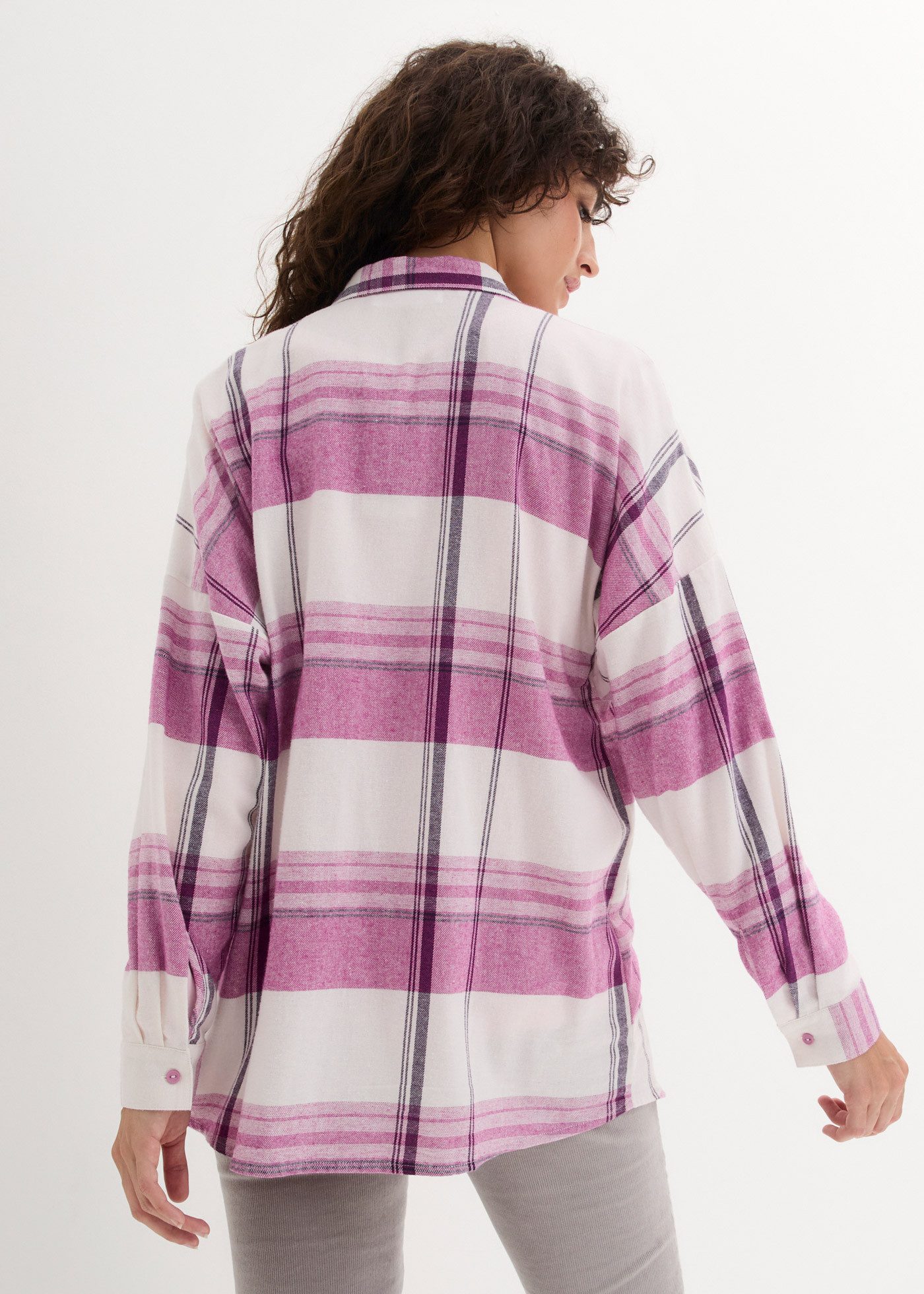 bonprix Flanellhemd Oversize-Passform, aus Baumwolle, kariertes Design, Hai günstig online kaufen