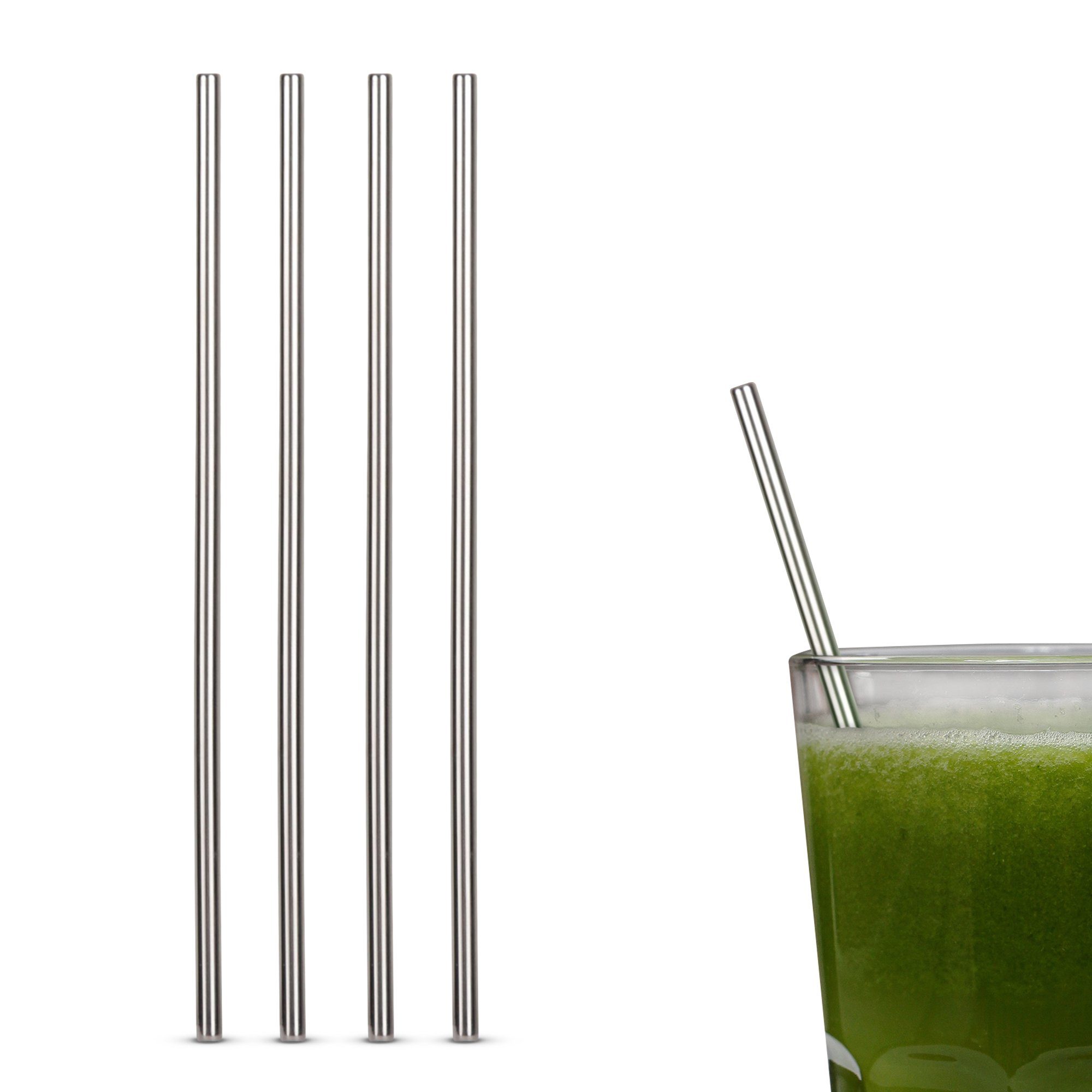 Bestlivings Trinkhalme 11608 Edelstahl Соломинки, (Set, 4-tlg), (4 Stück + Reinigungsbürste) 21cm - nachhaltig und Umweltfreundlich