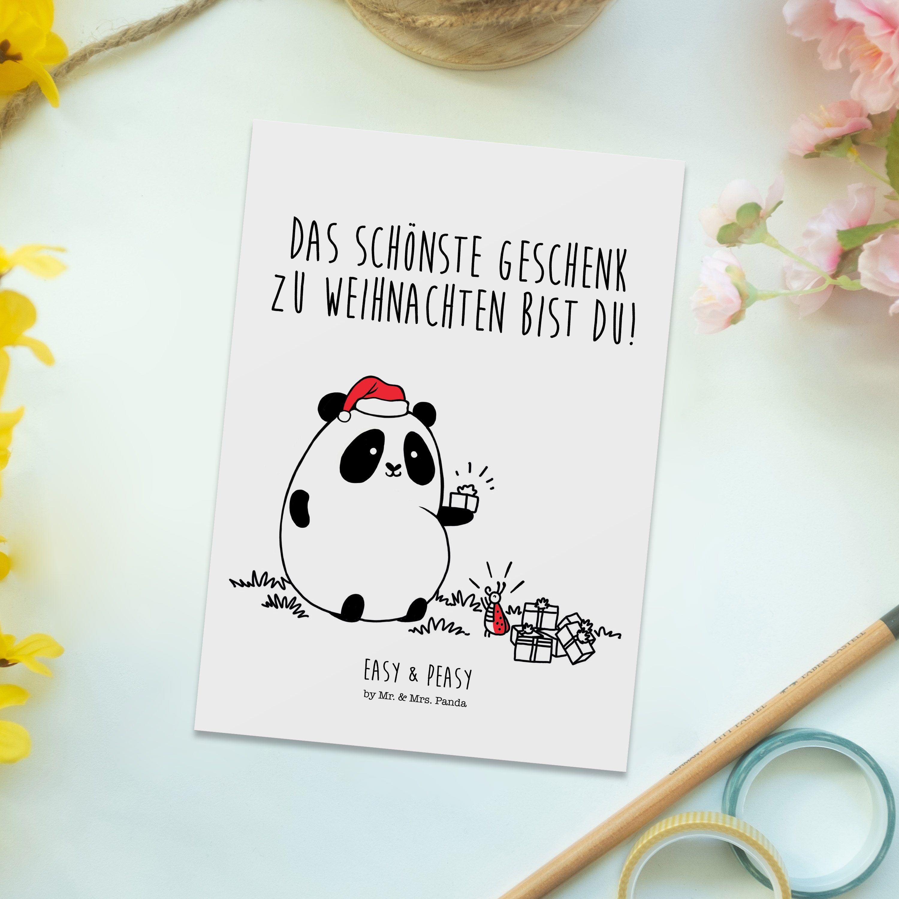 & & Mrs. Weiß Easy Panda Geschenkka - Postkarte Weihnachtsgeschenk Geburtstagskarte, Mr. - Peasy