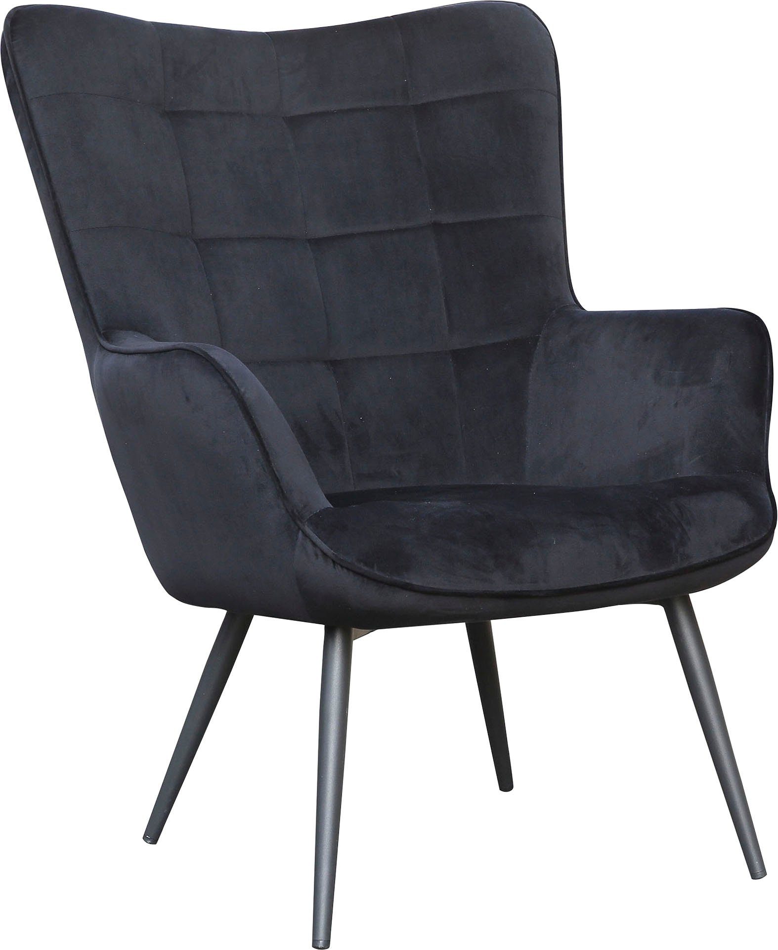 byLIVING Sessel Uta mit Samt Hocker, schwarz schwarz | Cord, ohne oder (1-St), Webstoff wahlweise oder in