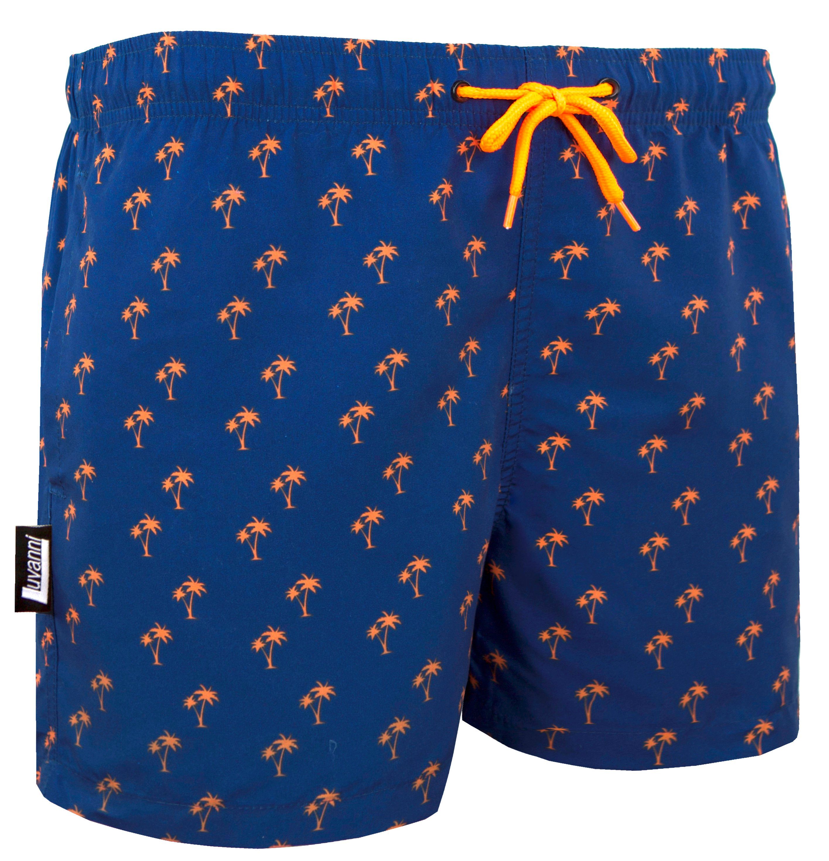 Schwimmhose Insel Orange Badehose Badeshorts Luvanni 22-24v2 Beachshorts Palm Boardshorts Palmen Schnelltrocknende Kordelzug Blau Herren Badehose Weiss