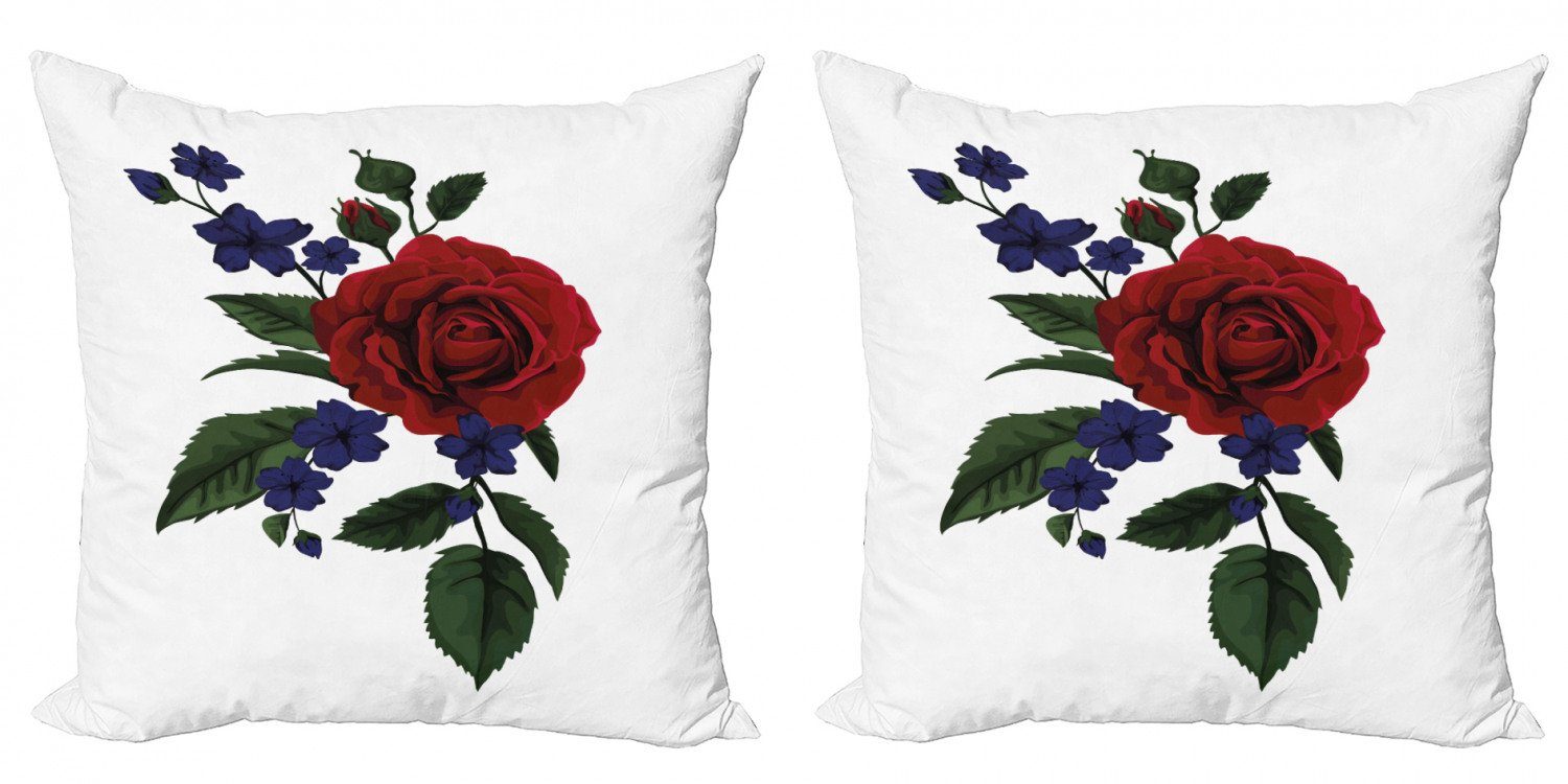 Kissenbezüge Modern Accent Doppelseitiger Digitaldruck, Abakuhaus wenig (2 Blüten Stück), Rosebud Rose