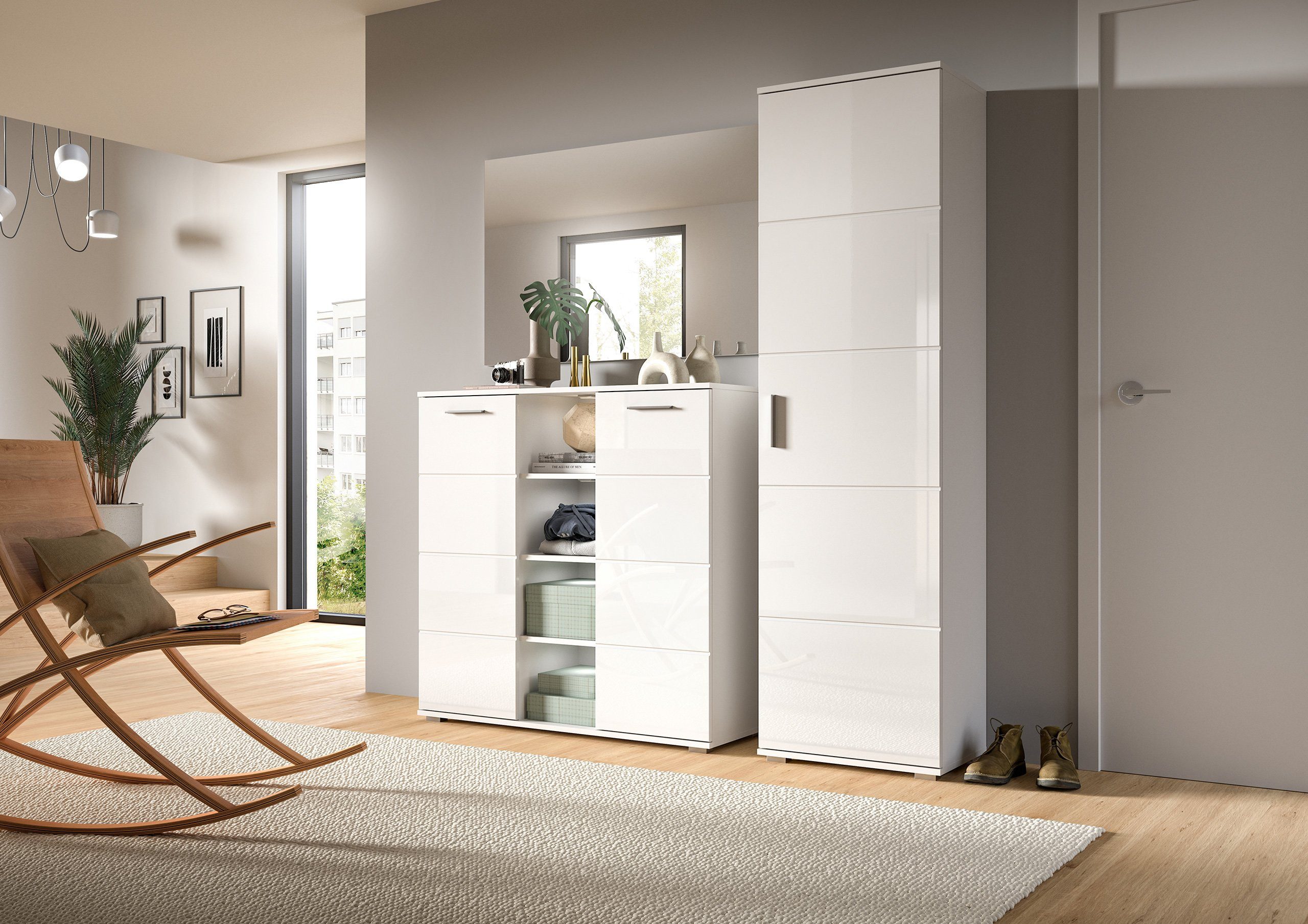 Newroom Spiegel Weiß 110 cm, Spiegel Spiegel Wandspiegel Garderobenspiegel Modern Zeitlos Flur D...