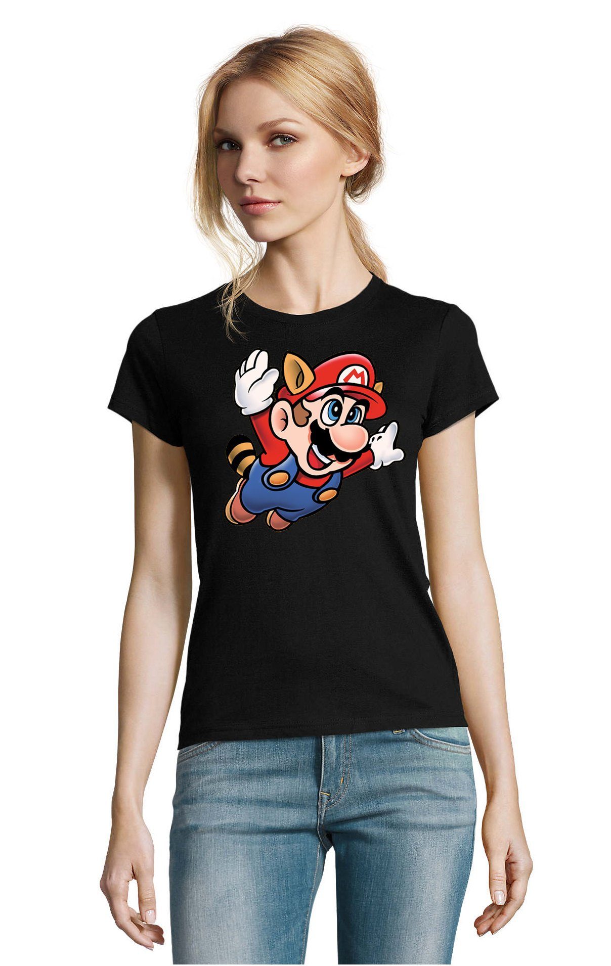 T-Shirt Damen Super Mario 3 Fligh Super Retro Konsole Gamer Nerd