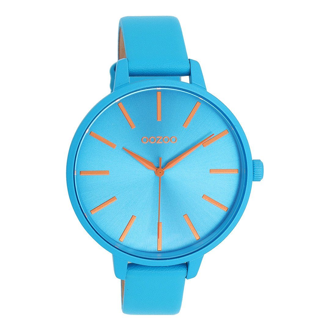 OOZOO Quarzuhr Timepieces bis cm rund, 16,8 Analog, 21 (ca. Lederarmband, Damenuhr groß ca. Armumfang 42mm) Damen Armbanduhr Oozoo Fashion-Style
