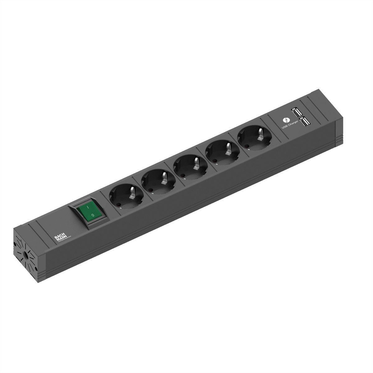 Bachmann CONNECT LINE 5xSchutzkontakt Steckdosenleiste (Kabellänge 2 m), Schalter USB A&A 15W