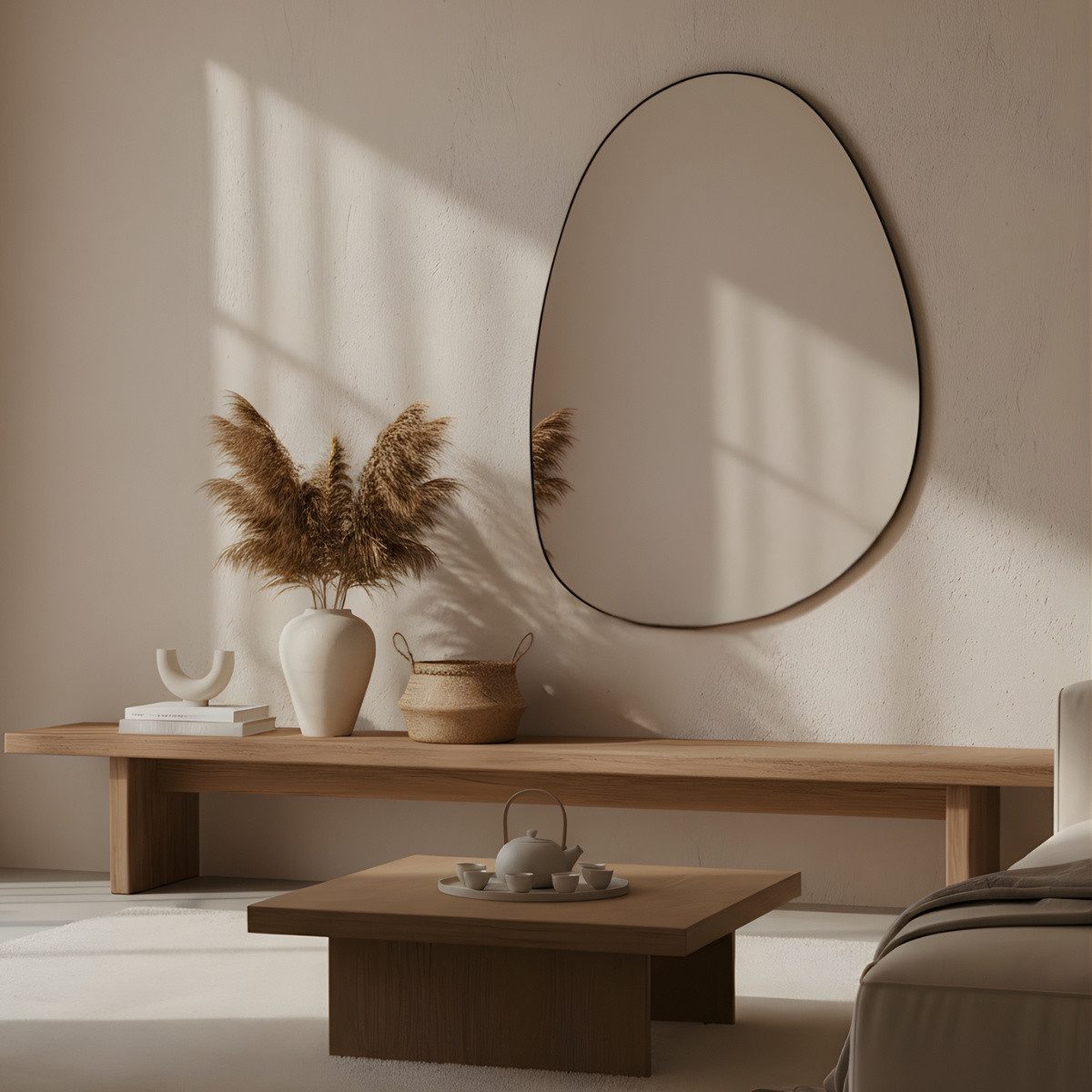 SCENA LIVING Wandspiegel Dekorativer Wandspiegel ASYM, 75 x 55 cm, Splitterschutzfolie