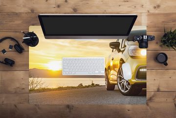 MuchoWow Gaming Mauspad Auto - Strand - Sonne (1-St), Büro für Tastatur und Maus, Mousepad Gaming, 90x60 cm, XXL, Großes