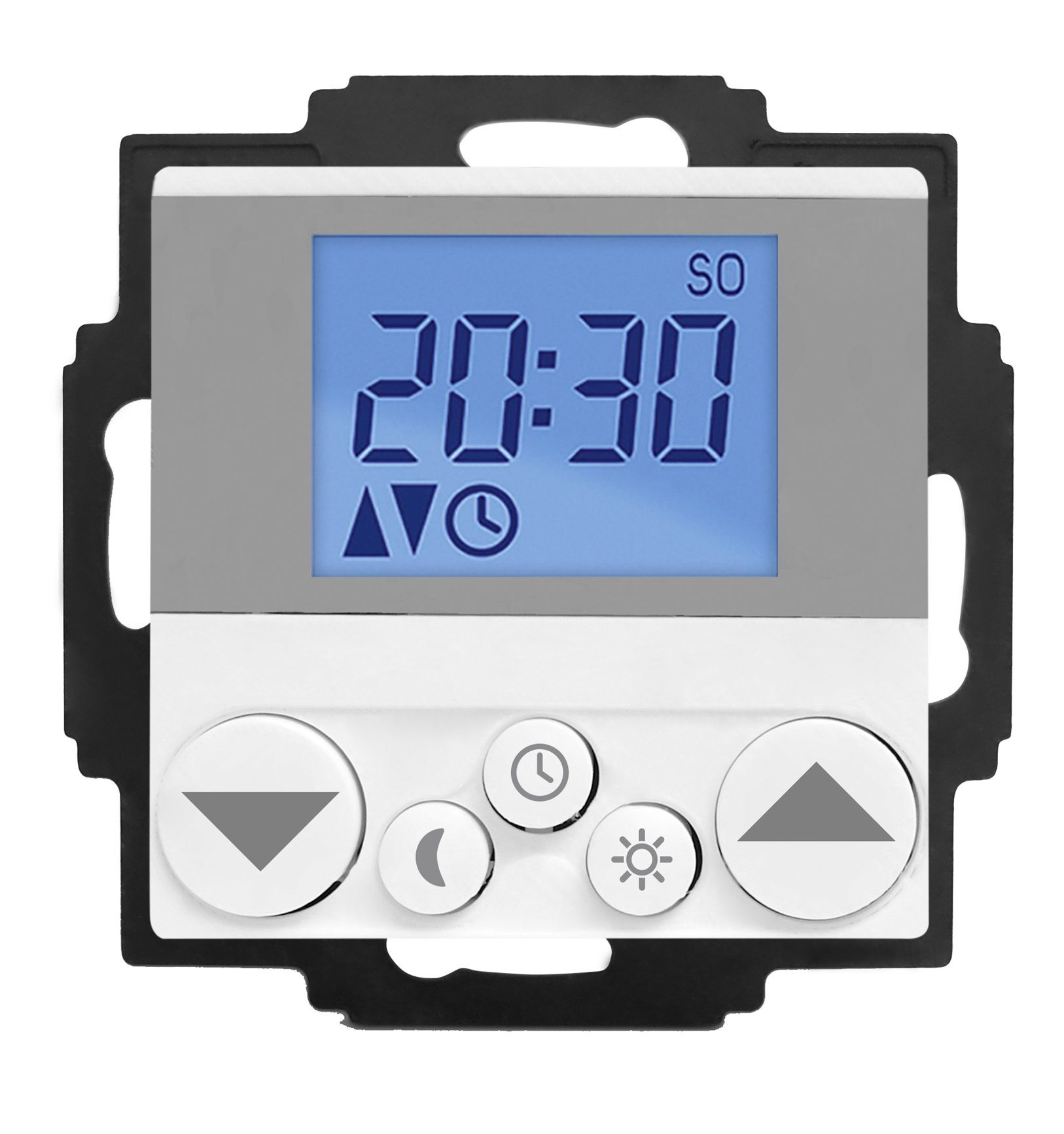 WIR elektronik Schalter eUhr eU240 zur Steuerung von Rollladen, Jalousien & Markisen (inkl. Rauchwarnmelder-Signalauswertung), Ansteuerung über Tastenbedienung, feste Fahrtzeiten, Funk, Smart Home