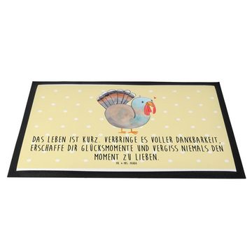 Fußmatte 40 x 60 cm Thanksgiving Truthahn - Gelb Pastell - Geschenk, Thanksgiv, Mr. & Mrs. Panda, Höhe: 0.3 mm, Elegantes Design