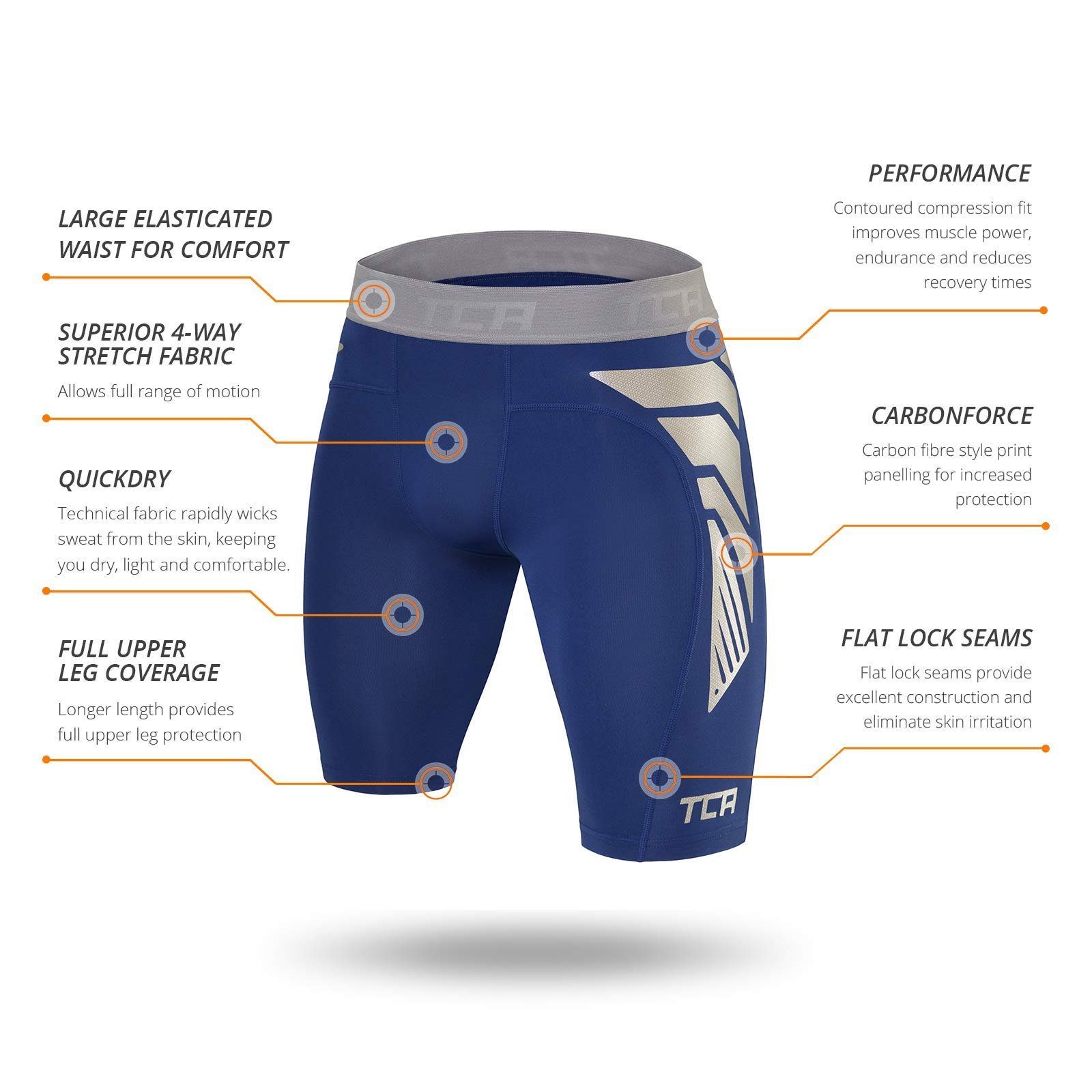 TCA Shorts - Herren TCA CarbonForce Unterziehshirt Thermo Pro Blau