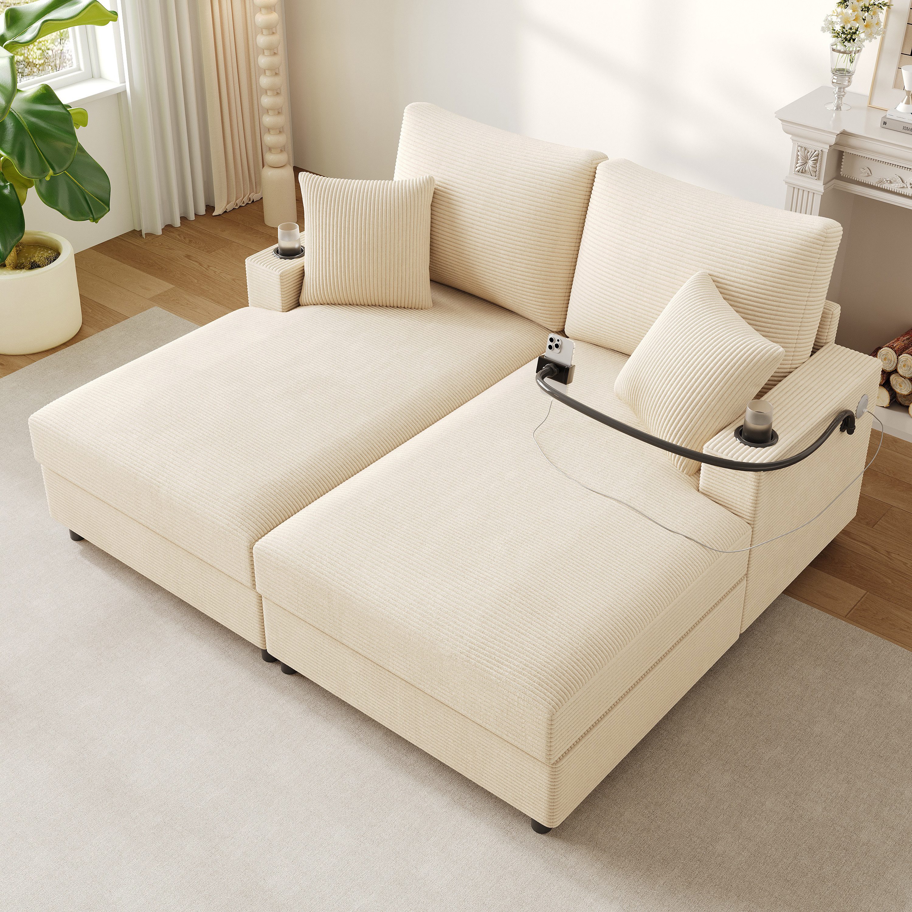 Merax Schlafsofa XXL-Doppelsofa mit Schlaffunktion und USB-Anschluss, Doppe günstig online kaufen