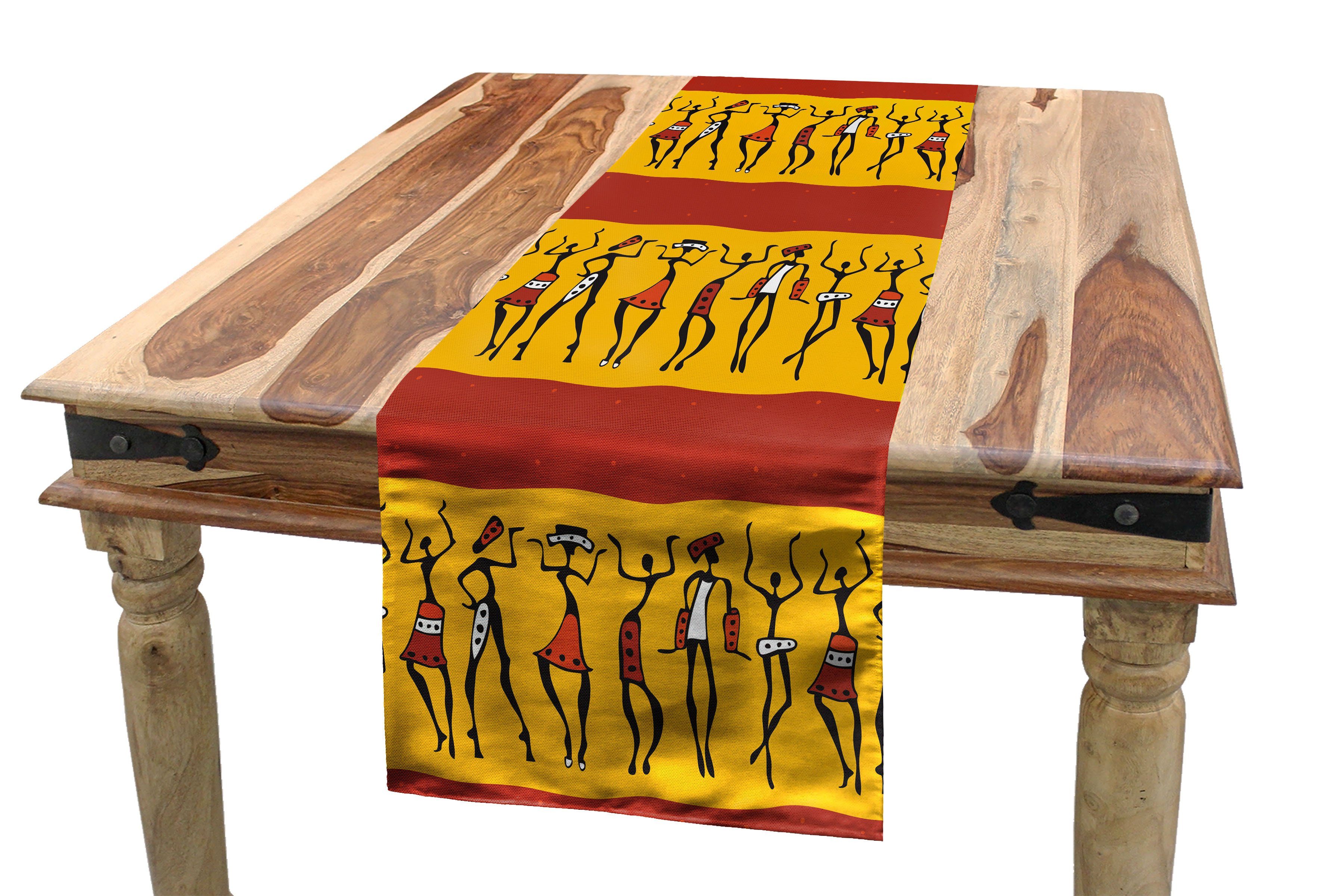 Abakuhaus Tischläufer Esszimmer Küche Rechteckiger Dekorativer Tischläufer, afrikanisch Tanzen-Leute
