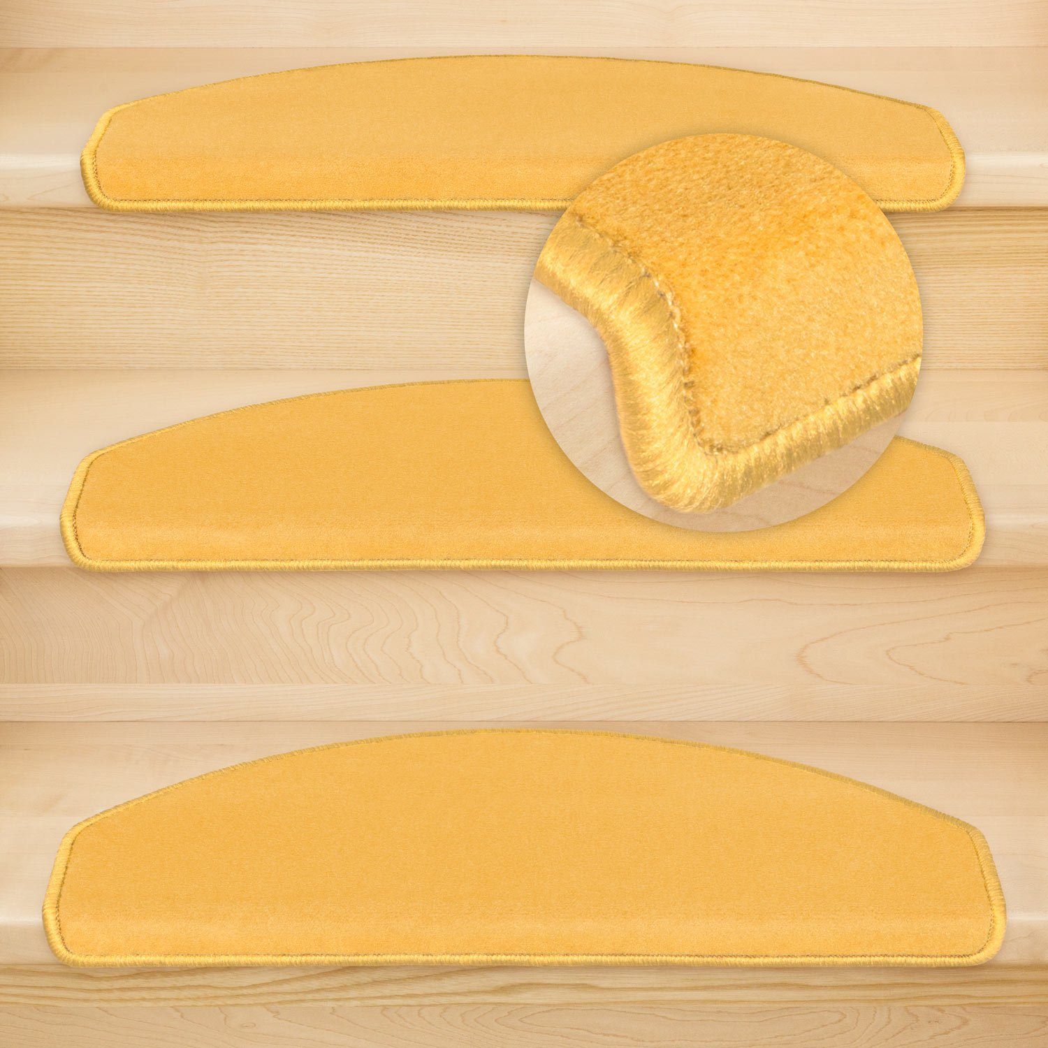 Stufenmatte Stufenmatten Vorwerk Uni Halbrund Sparset Senf 15 Stück, Metzker®, halbrund, Höhe: 7 mm, 15 Stück im Set - Senf