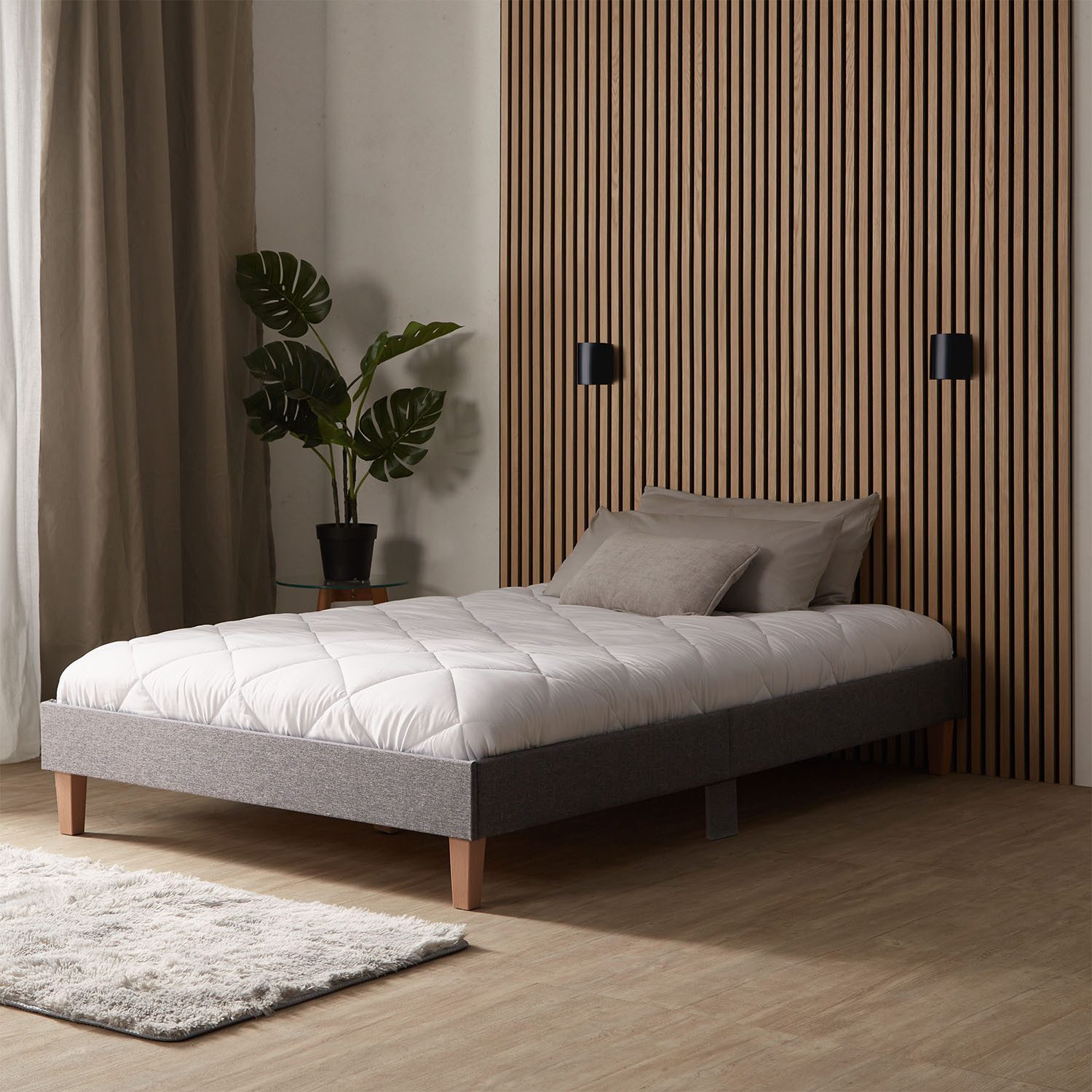 Homestyle4u Polsterbett 90/120/140/160/180 x 200 cm Grau Bettgestell ohne K günstig online kaufen