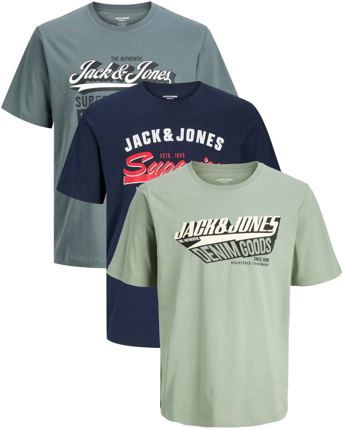 Jack & Jones PlusSize Print-Shirt (Spar-Set, 3er-Pack) Big Size Shirt Übergrößen Shirt