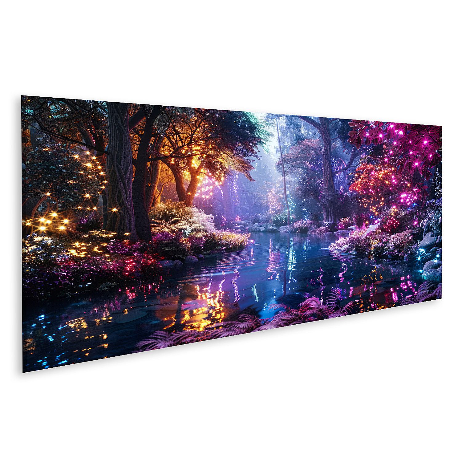 islandburner Leinwandbild Verzaubertes Lichterwald Panorama Wandbild