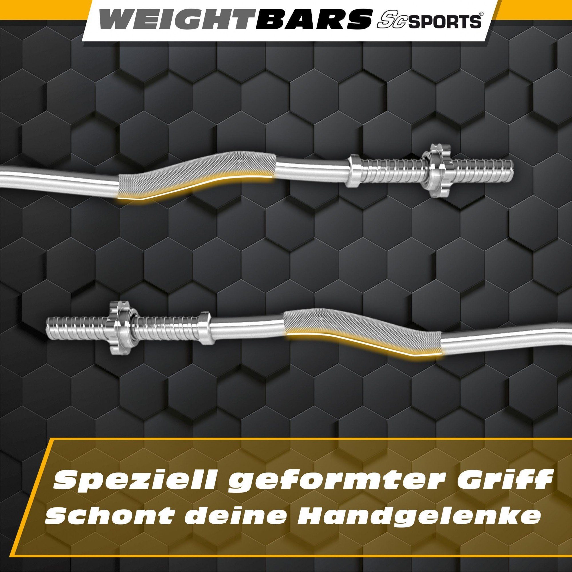 Curlset Hantel-Set ScSPORTS® 22kg 30mm Curlstange cm Gusseisen SZ Gewichte 120