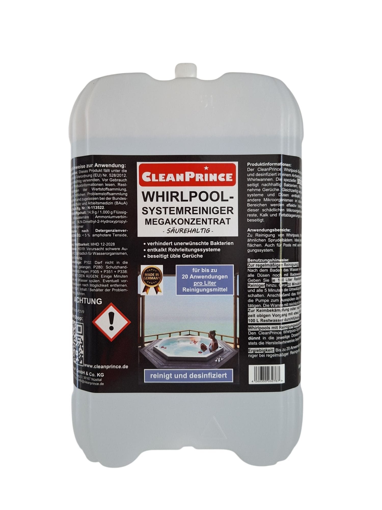CleanPrince Whirlpool Systemreiniger Konzentrat für Whirlpool, Whirlpoolreiniger