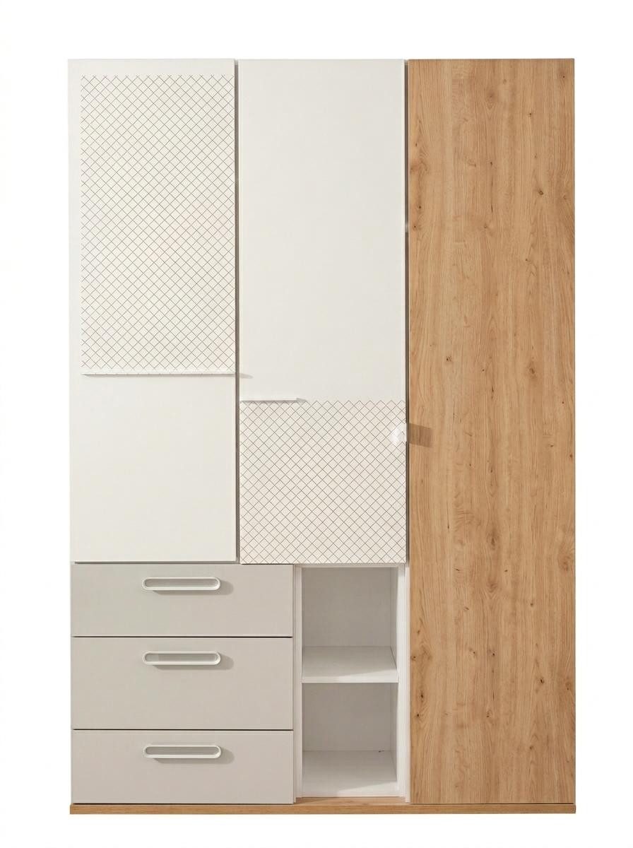 JVmoebel Kleiderschrank Grau-brauner 3-türiger Kleiderschrank für modernes Schlafzimmer