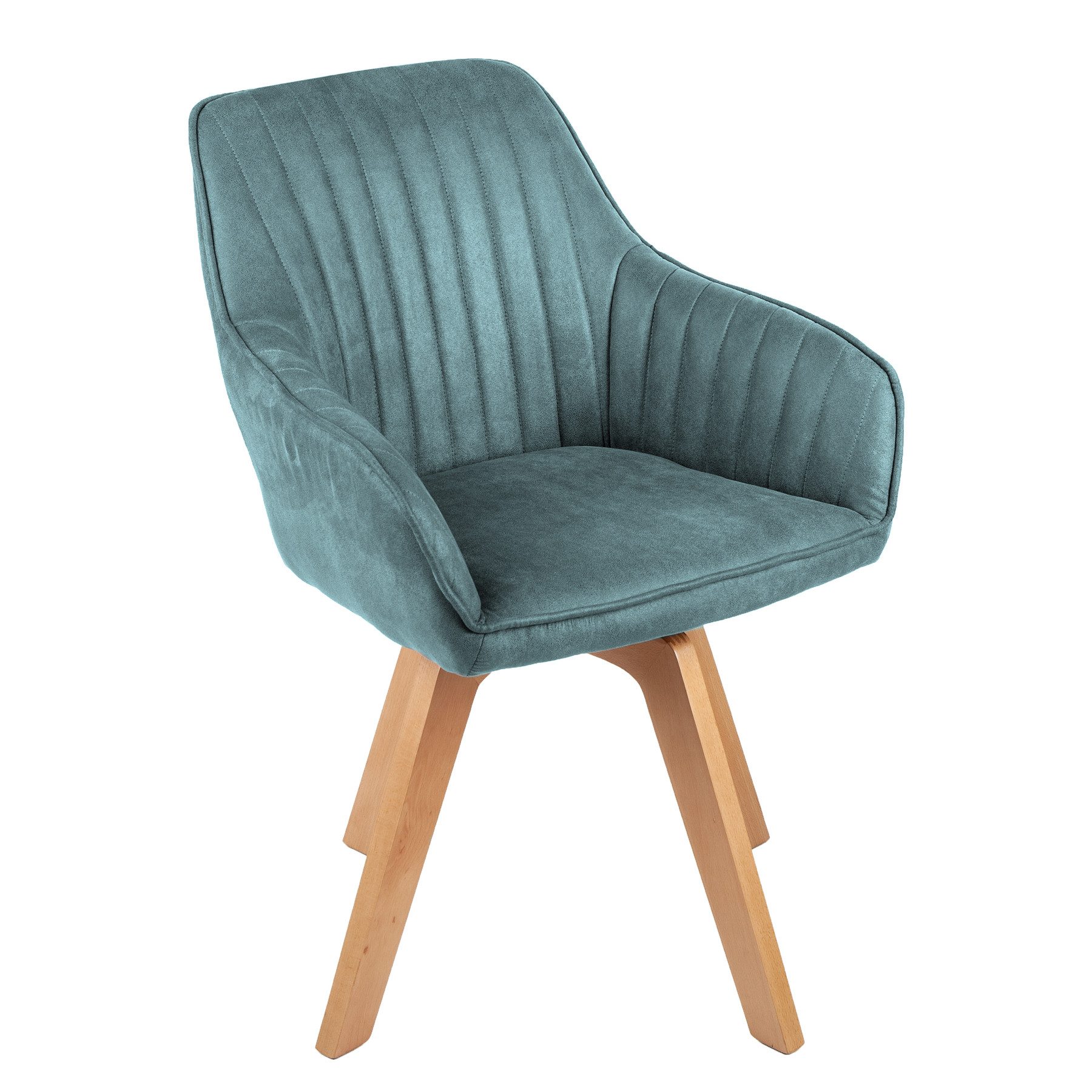 riess-ambiente Polsterstuhl LIVORNO champagner greige / natur (Einzelartikel, 1 St), Esszimmer · Samt · Massivholz · mit Armlehne · 180° drehbar · Design