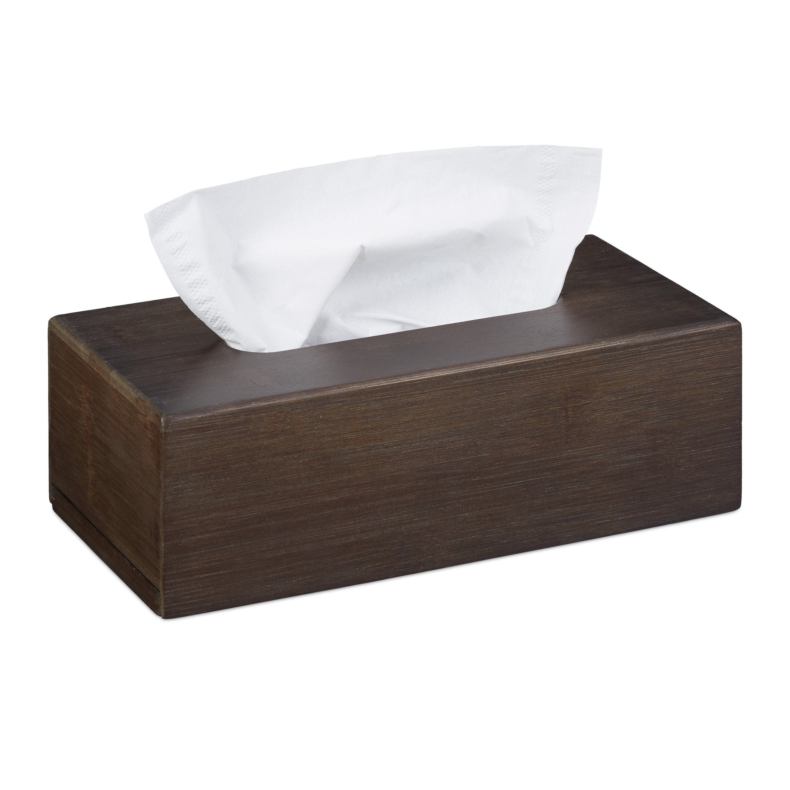 relaxdays Kosmetikbox Bambus Tücherbox dunkelbraun günstig online kaufen