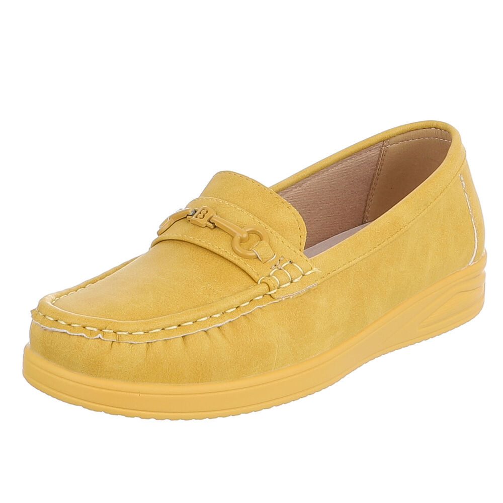 Ital-Design Damen Loafer Mokassin Slip-On mit Zierdetail Slipper (91849539) Flach Mokassins in Gelb