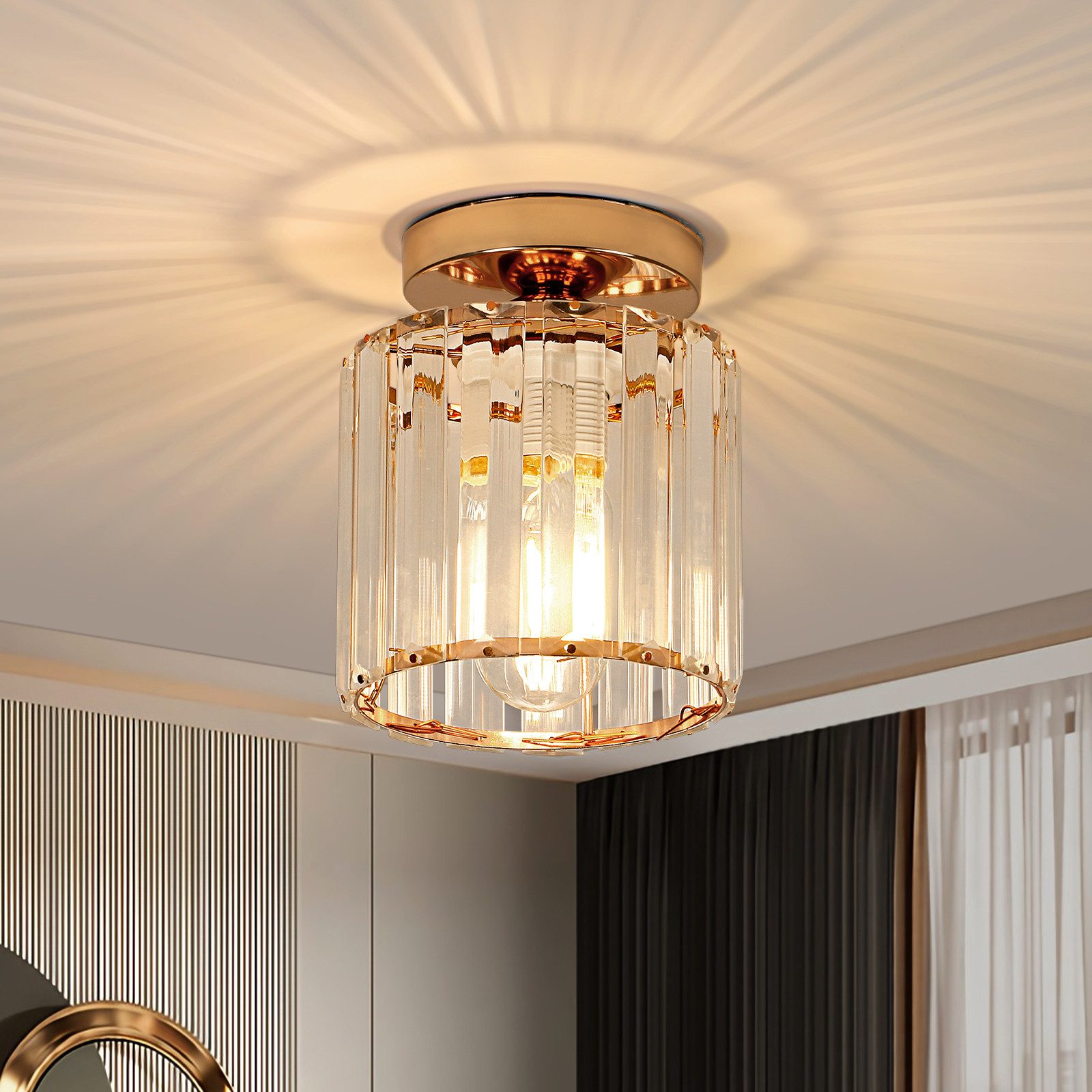 Riserva Dekolicht Kristall Innenlampe, Wohnzimmer Deckenlampe, E27, stilvoll, schlicht, Einfach zu installieren, für Korridore, Gänge, Konzertsäle