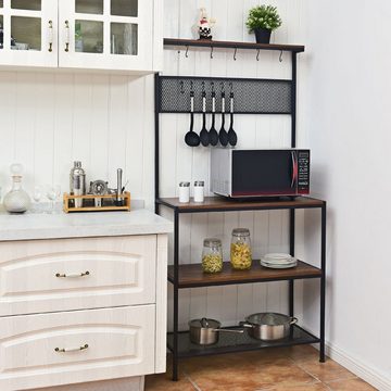 COSTWAY Küchenregal, 3 Ebenen mit 11 Haken&Gitter, 84x40x171cm