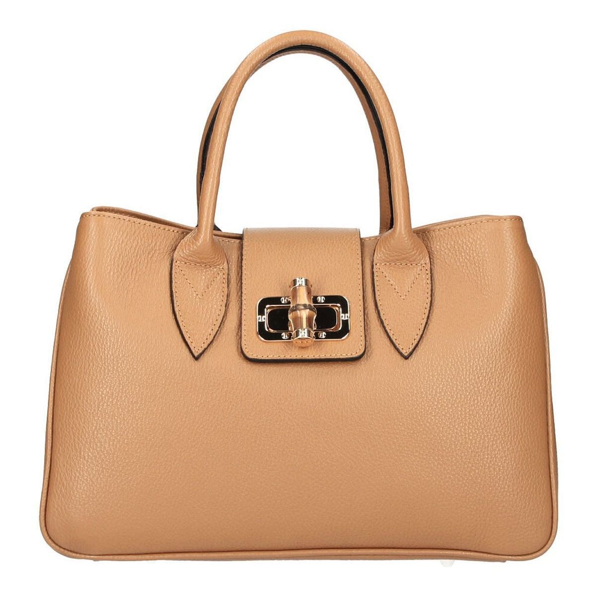 Schultertasche Made in Italy Damen Leder Shopper Handtasche Umhängetasche Henkel