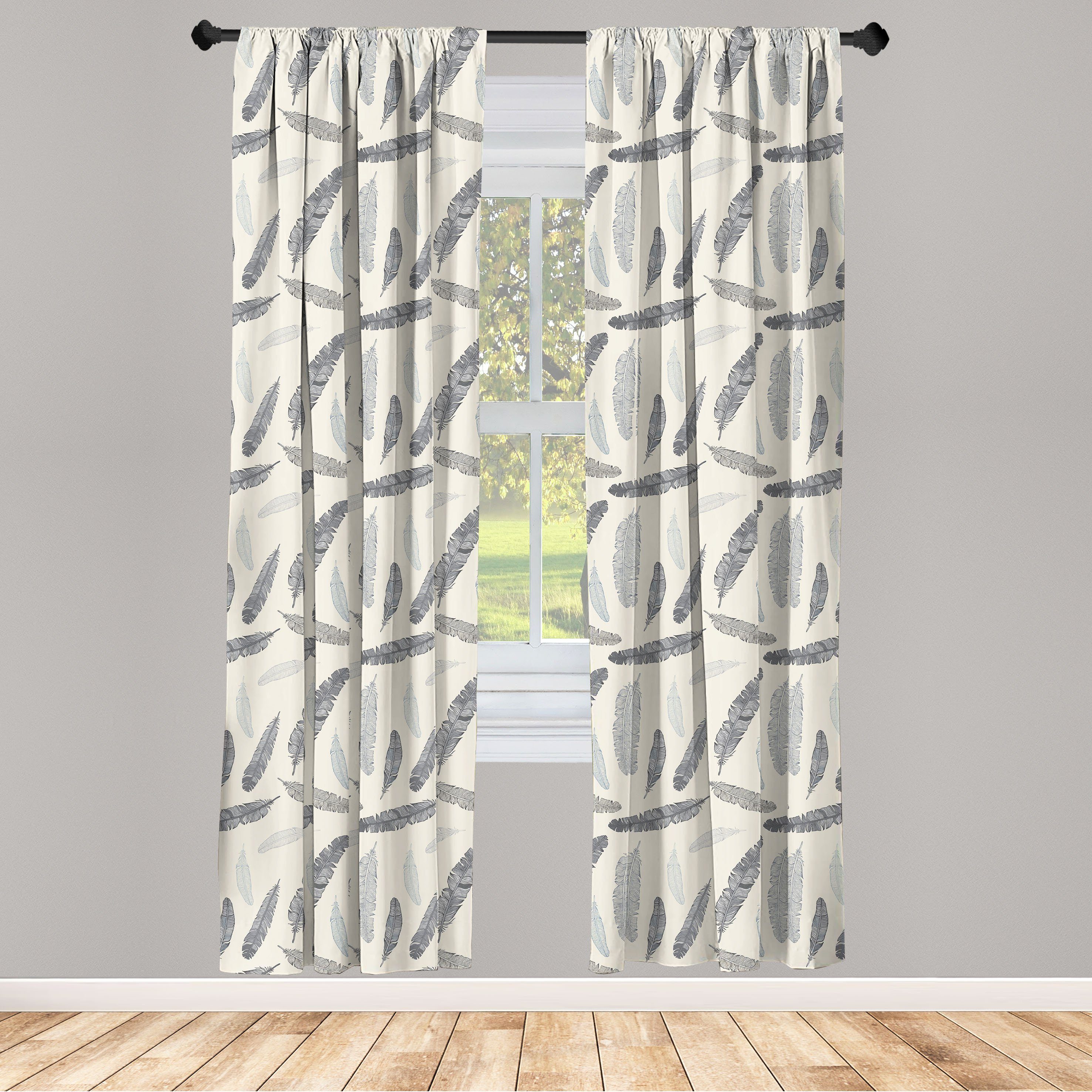 Gardine Vorhang für Wohnzimmer Schlafzimmer Dekor, Abakuhaus, Microfaser, Feder Zusammensetzung von Quills | Fertiggardinen