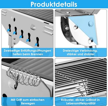 TLGREEN Holzkohlegrill, Klappgrill,Campinggrill mit Antihaft-Pfanne,für 5-10