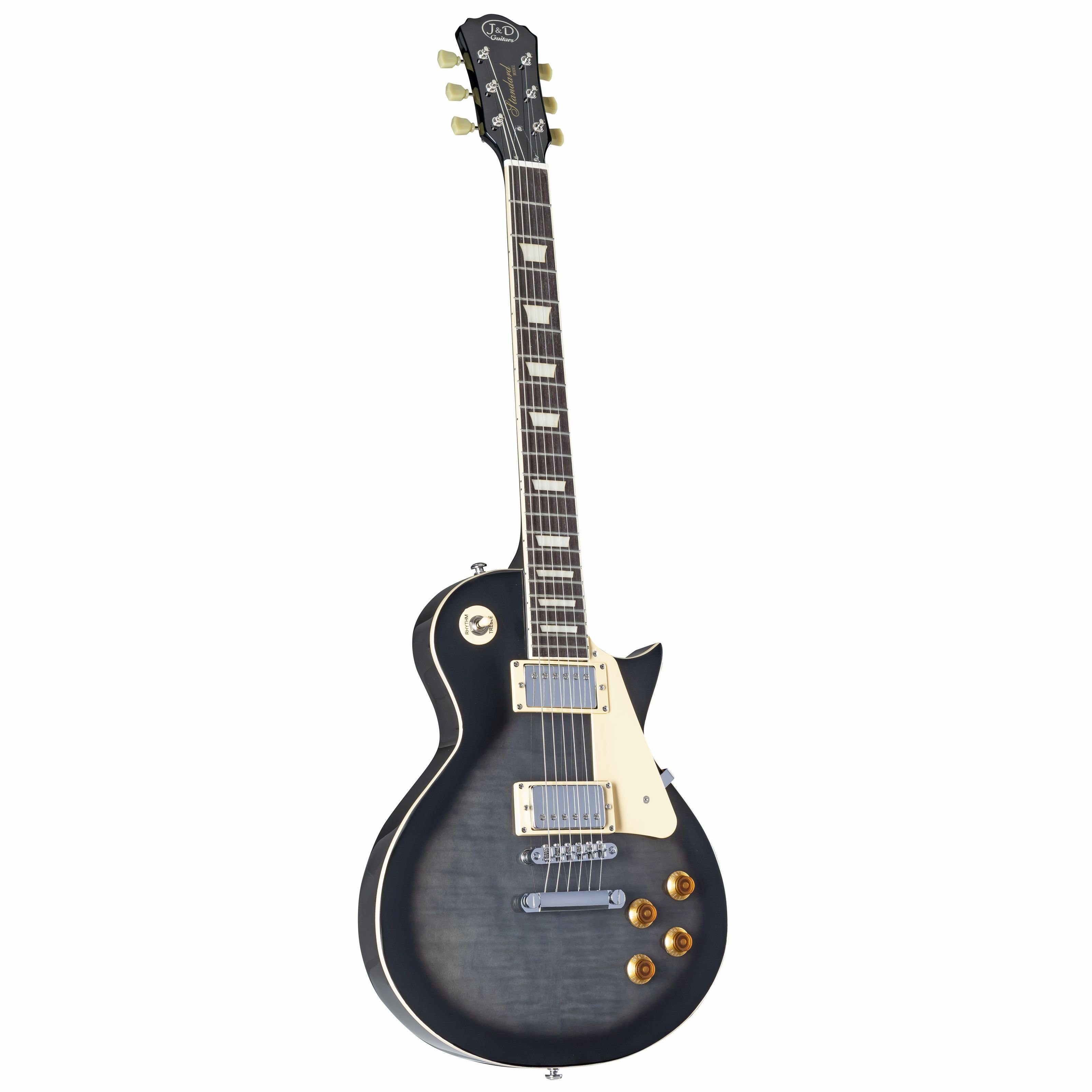 J & D E-Gitarre, LS500 BKS E-Gitarre Single Cut Black Sunburst Mahagoni Korpus Ahorndecke C-Halsprofil 22 Bünde Humbucker Tonabnehmer Tune-o-Matic Brücke Hochglanz Finish, E-Gitarren, Single Cut Modelle, E-Gitarre, Single Cut, Humbucker Tonabnehmer