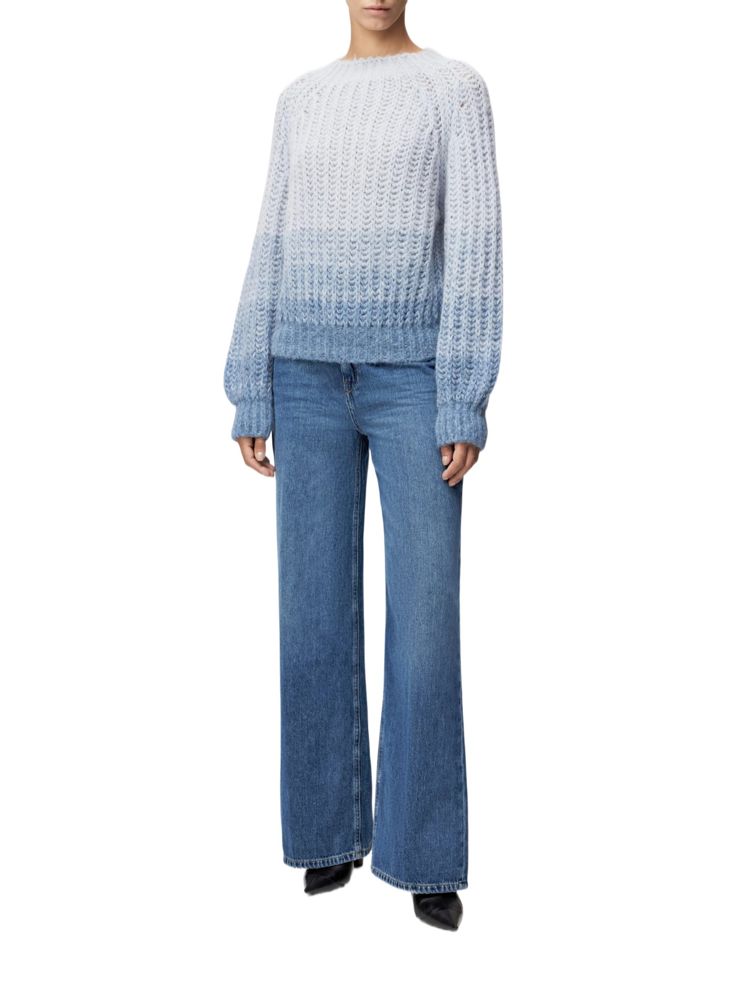 Drykorn Strickpullover blau,Casual,Alpaka,Strukturiert,Rundhals,Lang,Relaxed Fit