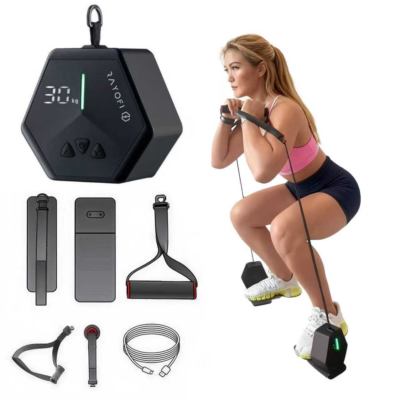 Rayofi Kraftstation Upgrade Mobiler Kabelzug 3–30 kg für Rücken & Ganzkörpertraining, 0 Gewichtsblöcke (Kraftstation, 2-tlg., Türanker, Fußschlaufe, Pro-Bodenplatte, Handgriff), Lüfterkühlung, Butterfly, Latzug & Bizeps Home Gym mit App