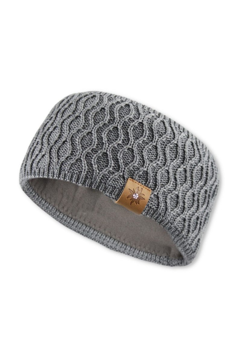 Bavarian Caps Strickmütze Stirnband Damen - GLITZER-EDELWEIß - dunkelgrau, mittelgrau