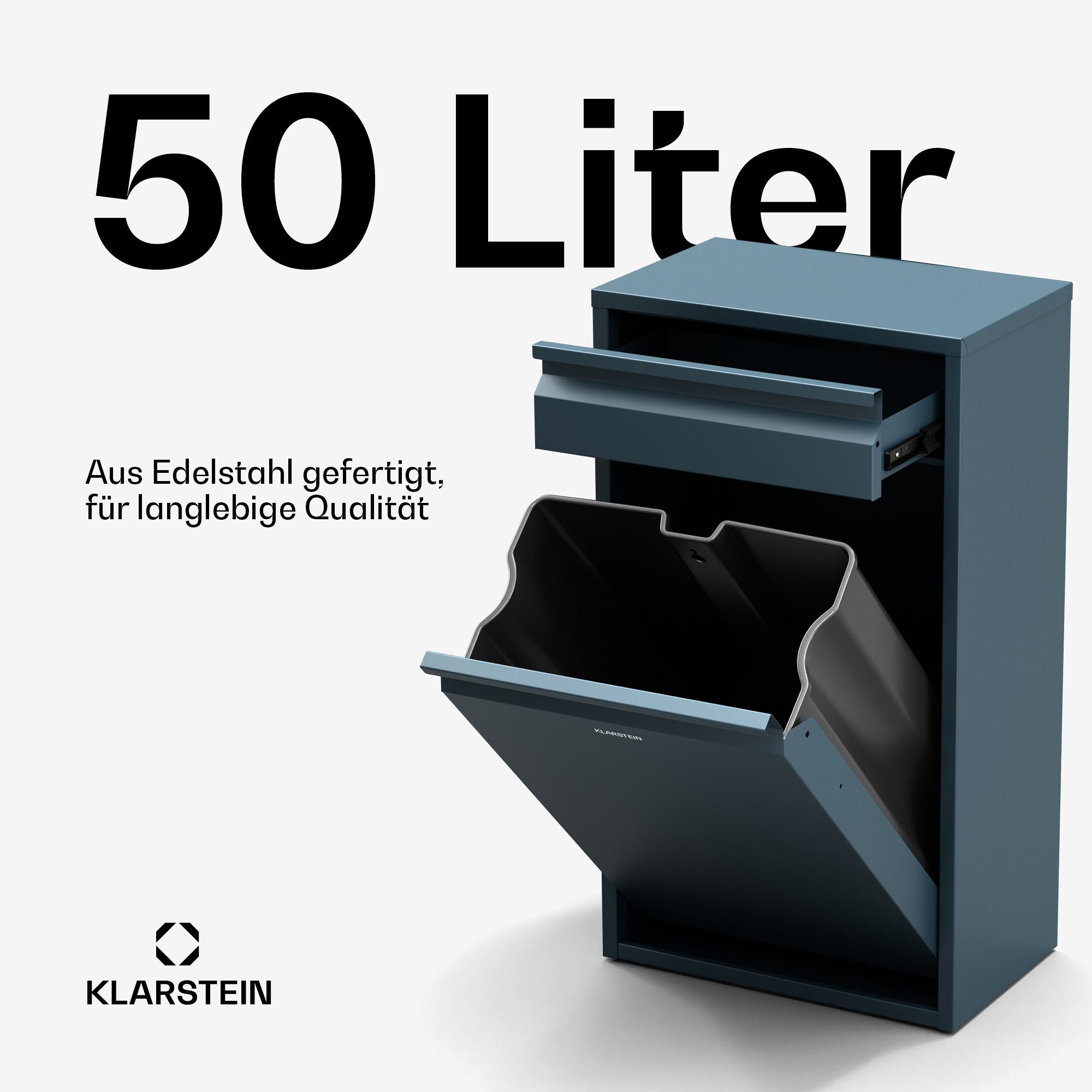 Klarstein Mülleimer Ordnungshüter, Mülltonnenbox 2 Fach Treteimer Trash Bin Garbage Müll