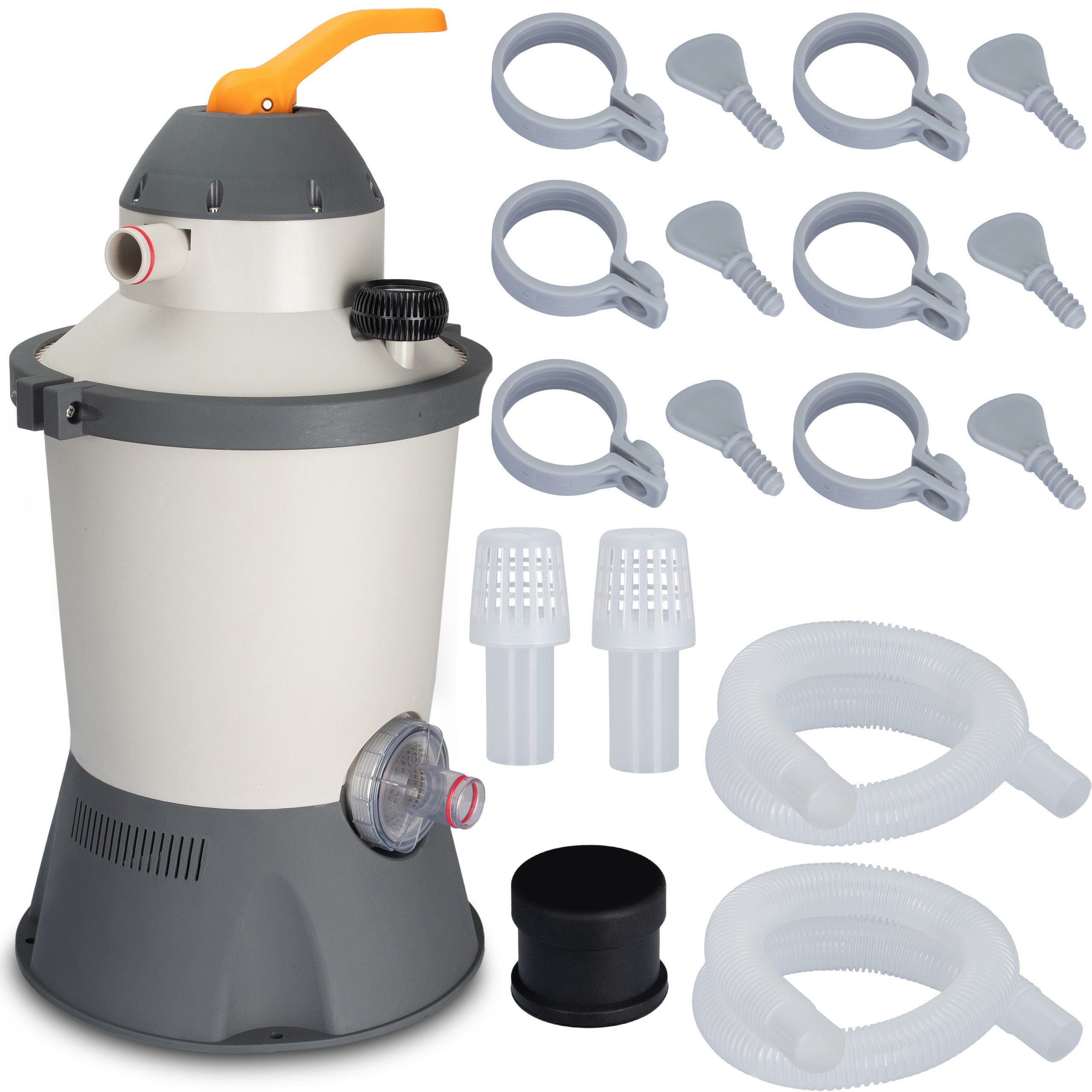 COIL Pool-Filterpumpe Sandpumpe, Sandfilter für schwimmbäder, Filterpumpe, (Pumpenleistung: 3028 l/h, Leistung: 90W, Stromversorgung: 220 – 240 V), Sandbehälter: 8 kg, 6-Wege-Ventil mit Manometer