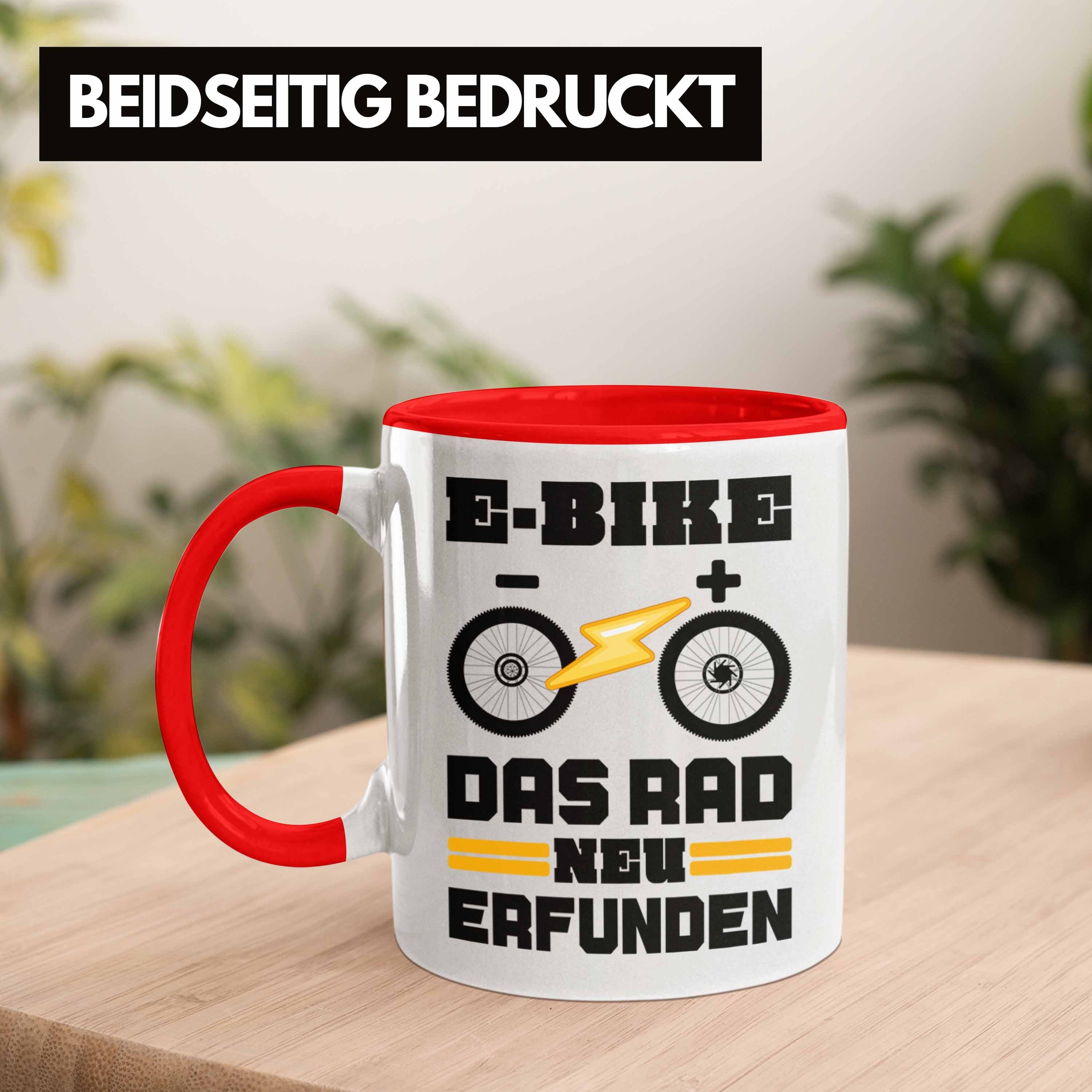 Trendation Tasse Kaffeetasse Geschenke Trendation - Geschenk Elektrofahrrad E-Bike Lustige Ebike Rot Spruch Rentner Sprüche mit Tasse