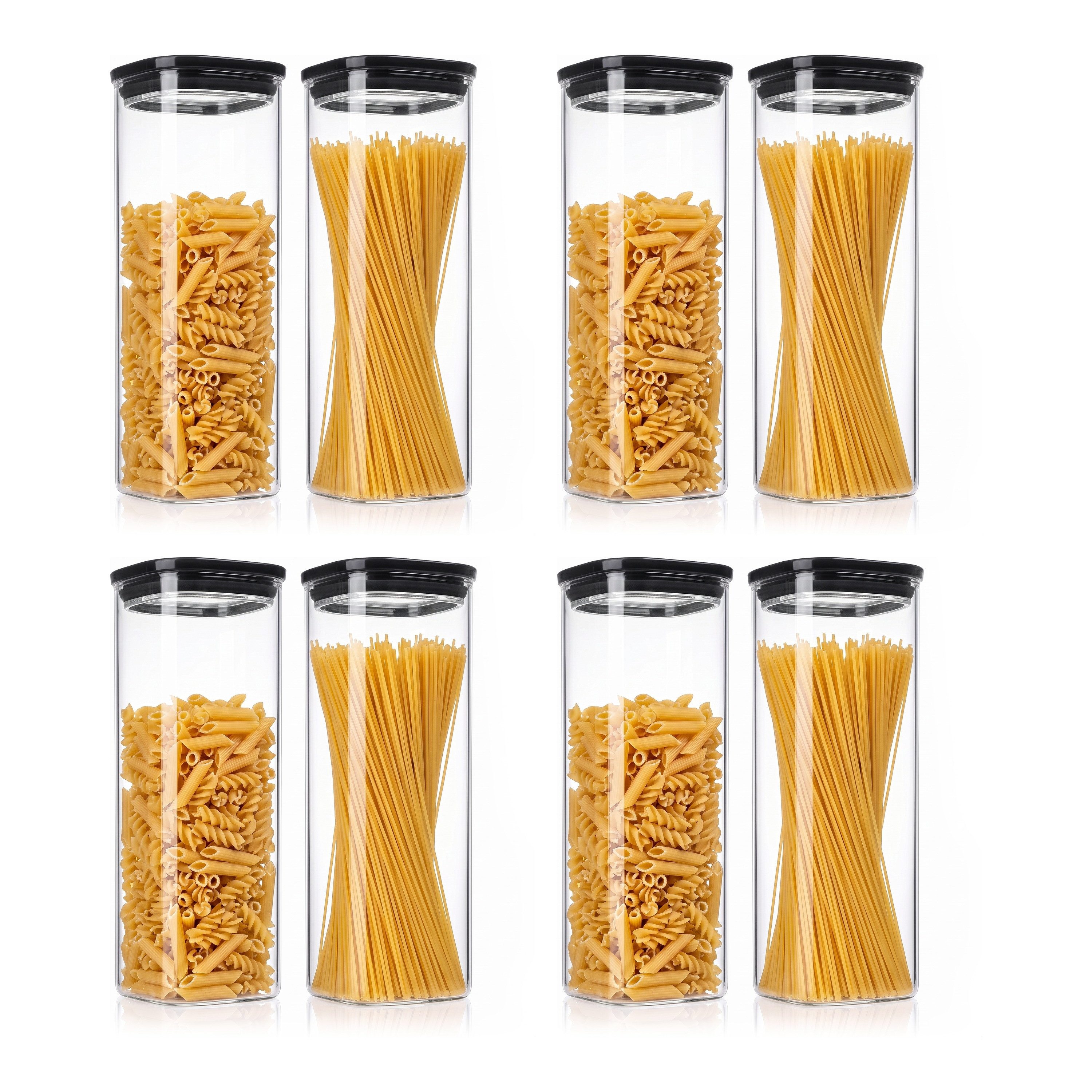 Arendo Vorratsglas eckig mit Glasdeckel und Silikondichtung, luftdicht, Borosilikatglas, (Packung, 8-tlg., 8 x 2350 ml), Glas gefrier-, mikrowellen- & spülmaschinenfest, -40 bis +400 °C