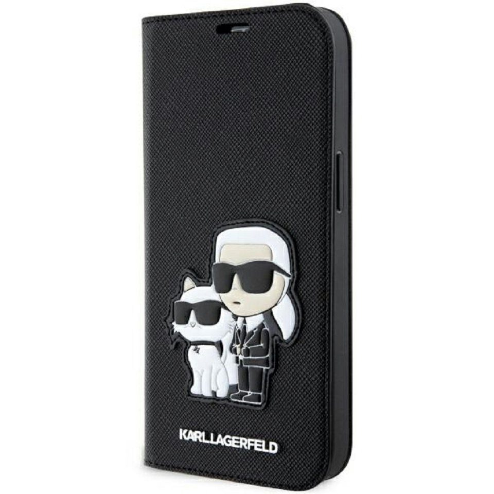 KARL LAGERFELD Handyhülle Bookcase iPhone 14 Pro Max Kunstleder aufstellbar schwarz 6,7 Zoll, Kantenschutz