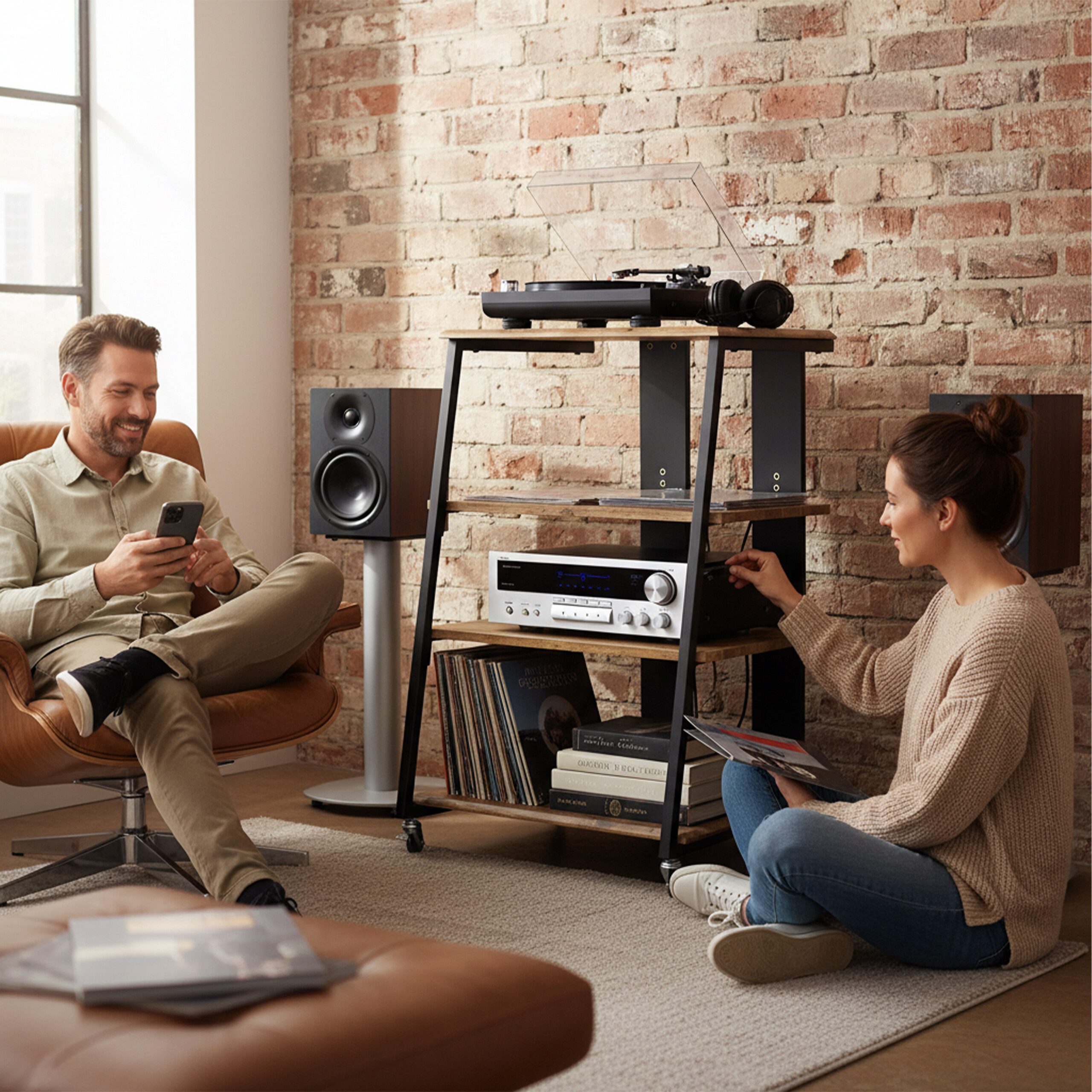 relaxdays Standregal Hifi Rack mit 4 Ablagen, Industrial-Schwarz günstig online kaufen