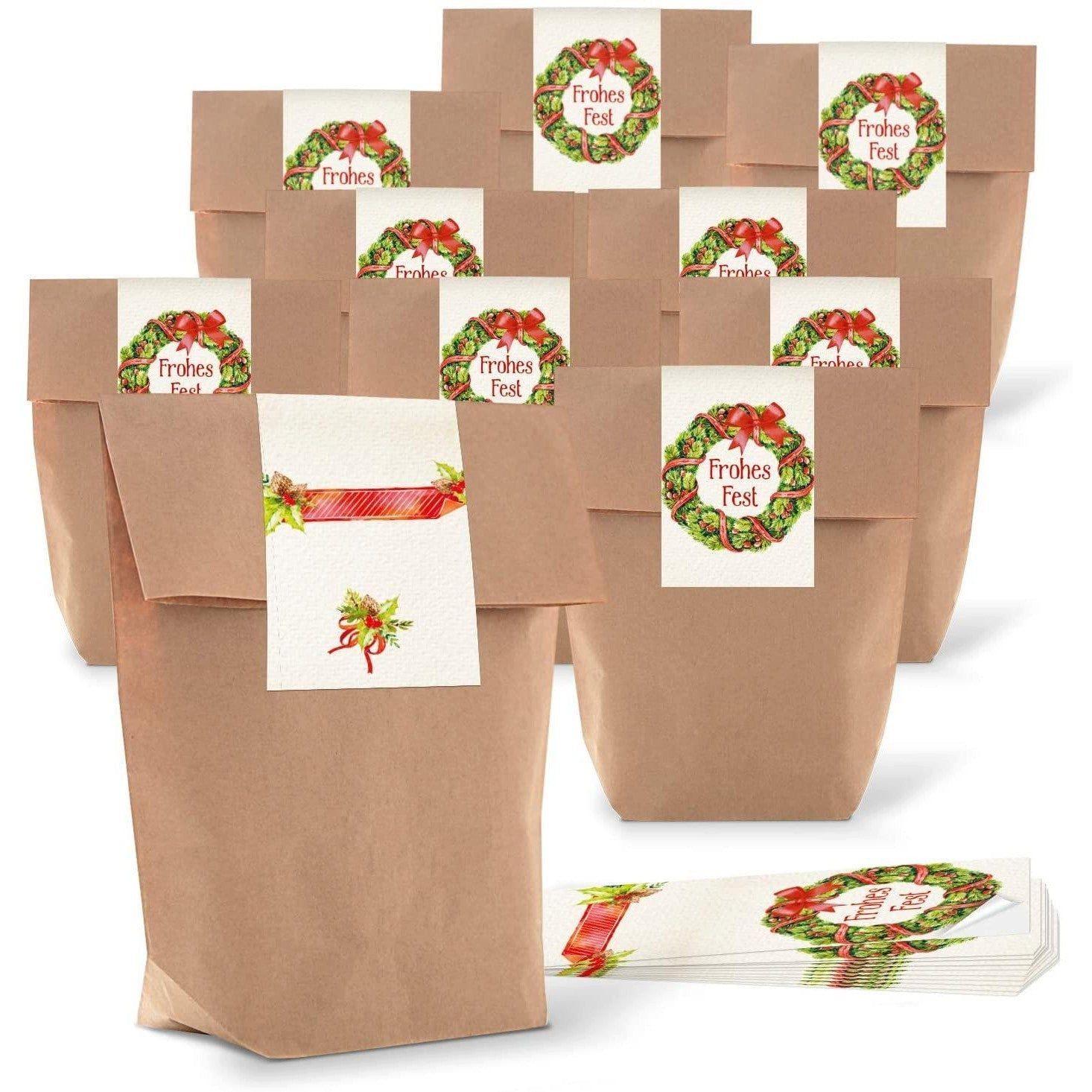 Logbuch-Verlag Dekofigur 10 kleine Papierbeutel Verpackung für Weihnachtsgeschenke Papier Tüten