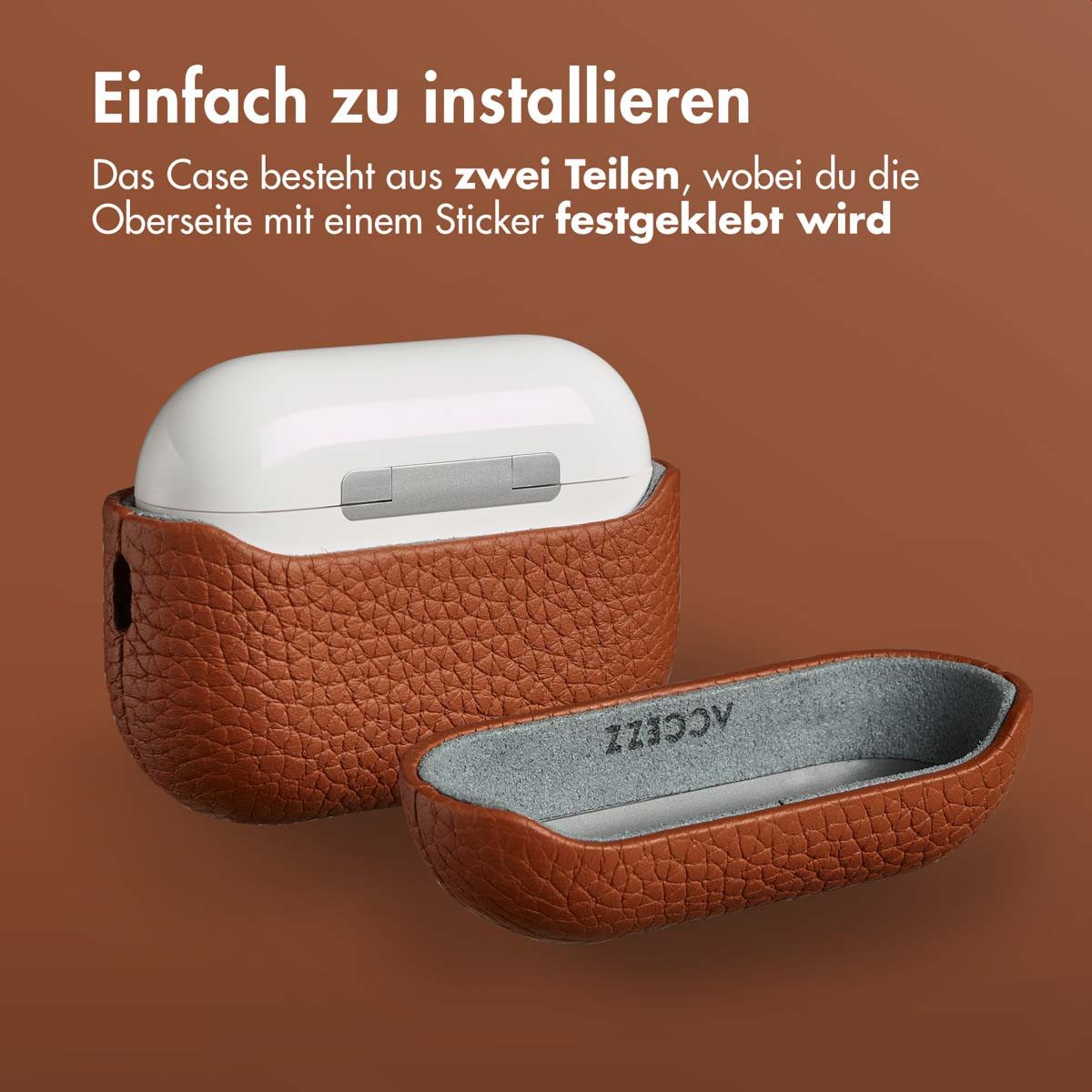 Accezz Kopfhörer-Schutzhülle Accezz Echtleder Case Apple Airpods Pro 3 - Cognac – Bild 5 von 5