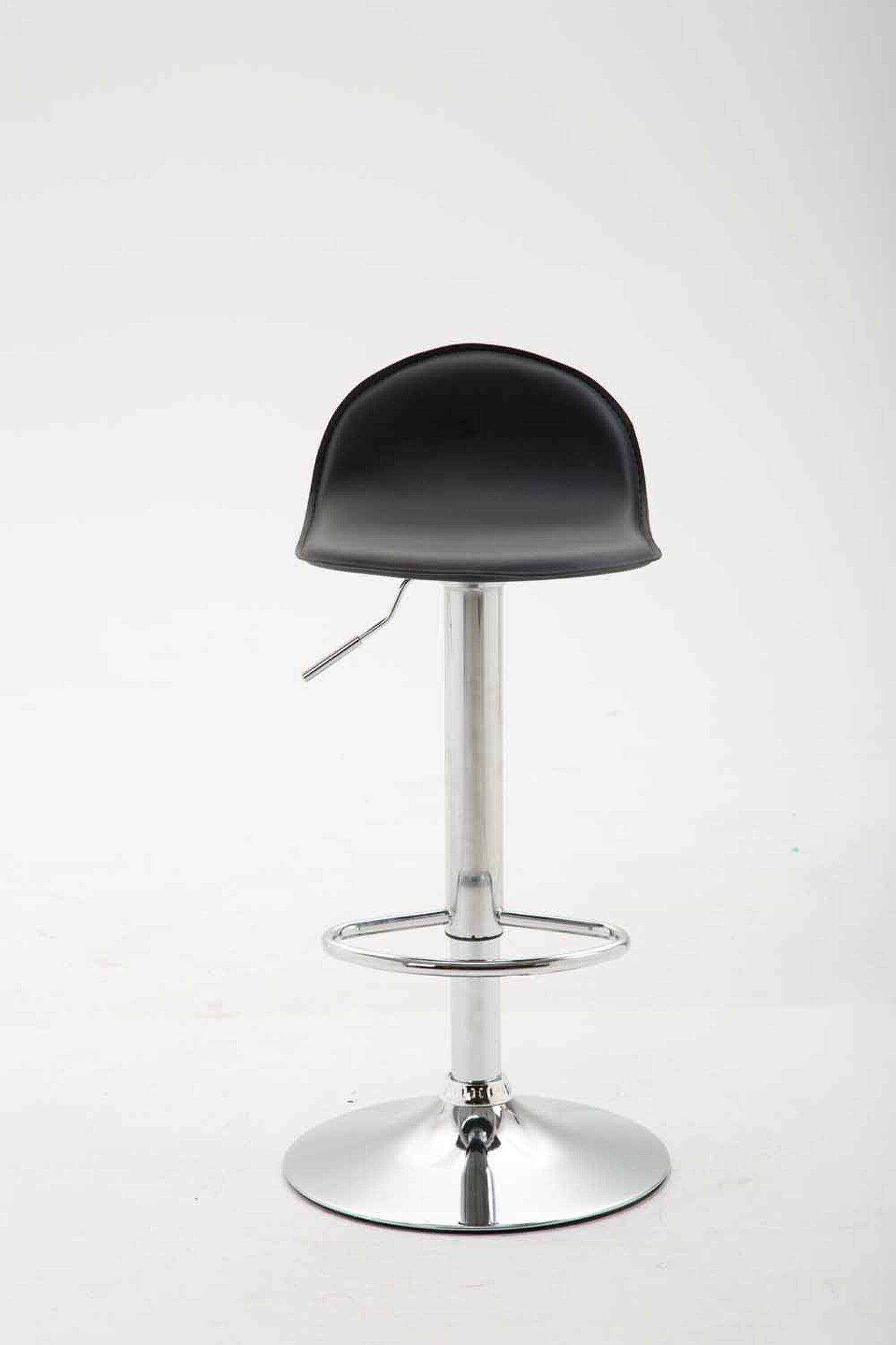 Hocker Metall 360° hoher Fußstütze drehbar Lana Küche), Kunstleder - Sitzfläche: Gestell: Theke Rückenlehne Schwarz & und - (mit Barhocker für chrom- TPFLiving