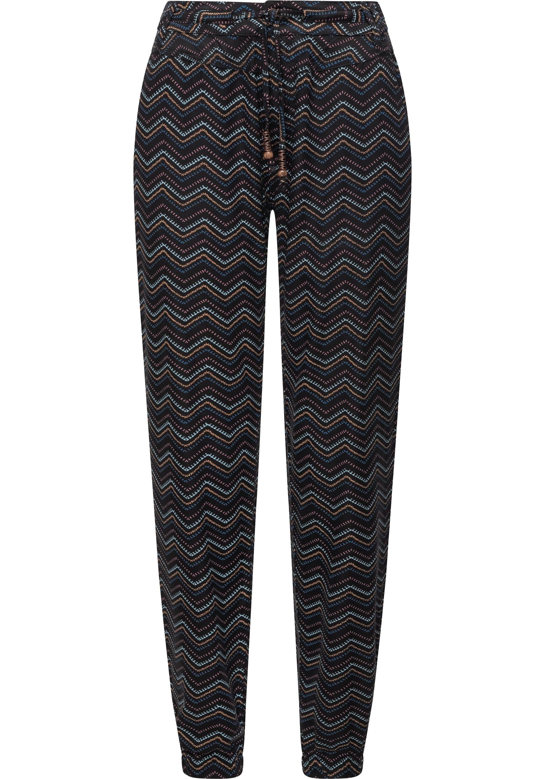 Ragwear Haremshose mit ash Tunnelzugband Chevron und Print Talin Leinenhose leichte