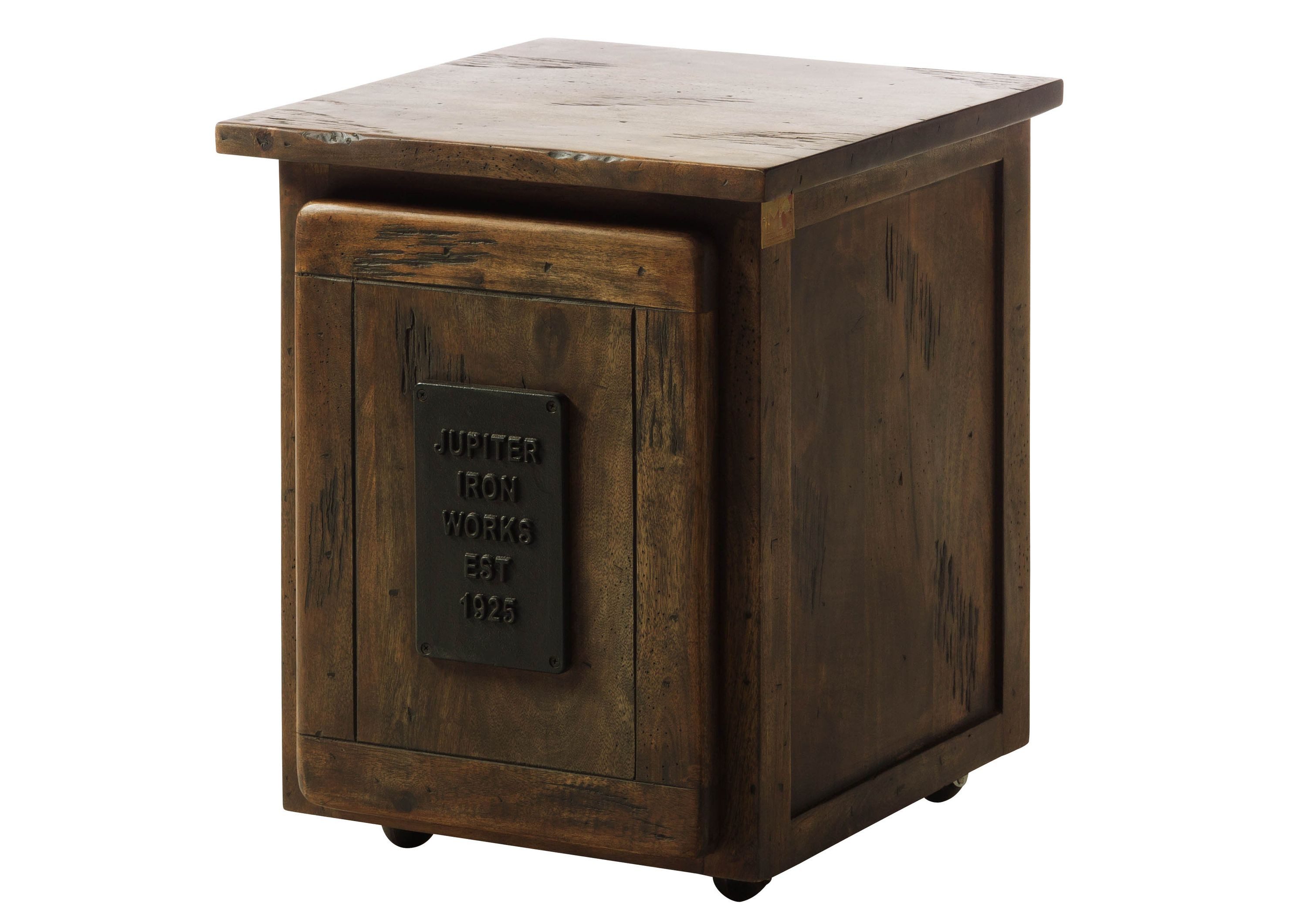 Massivmoebel24 Rollcontainer RAILWAY Mango Massivholz braun, (Massivholz montiert 17 kg RAILWAY #4002), Mango 50x50x60 cm (BxTxH) braun lackiert