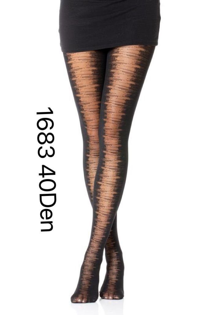 COFI 1453 Leggings Damen Strumpfhose mit Muster Durchsichtig Baumwollzwickel